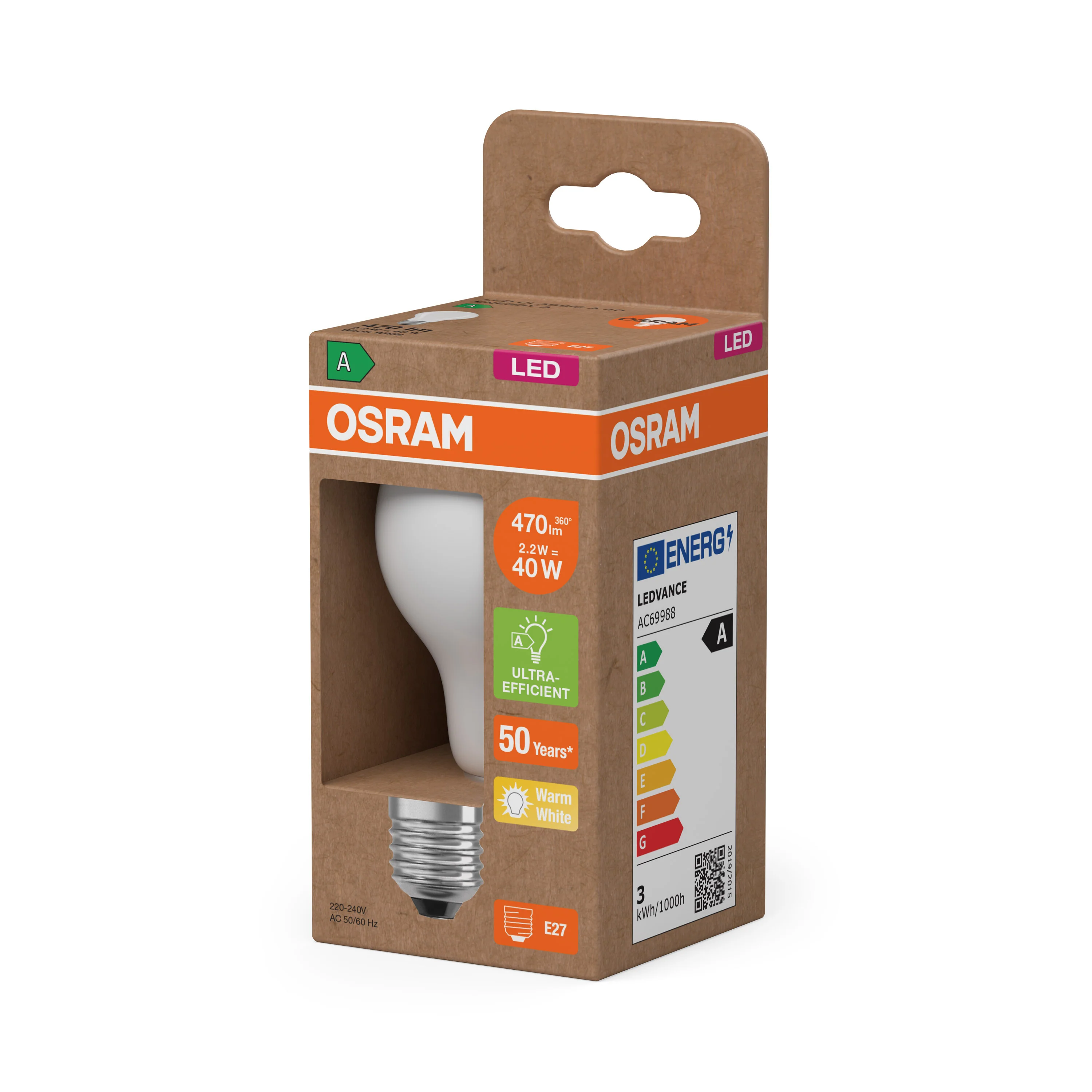 Żarówka LED OSRAM LED Classic A 40 Filament Energy efficiency class A 2.2W 827 Frosted E27 - Image 5