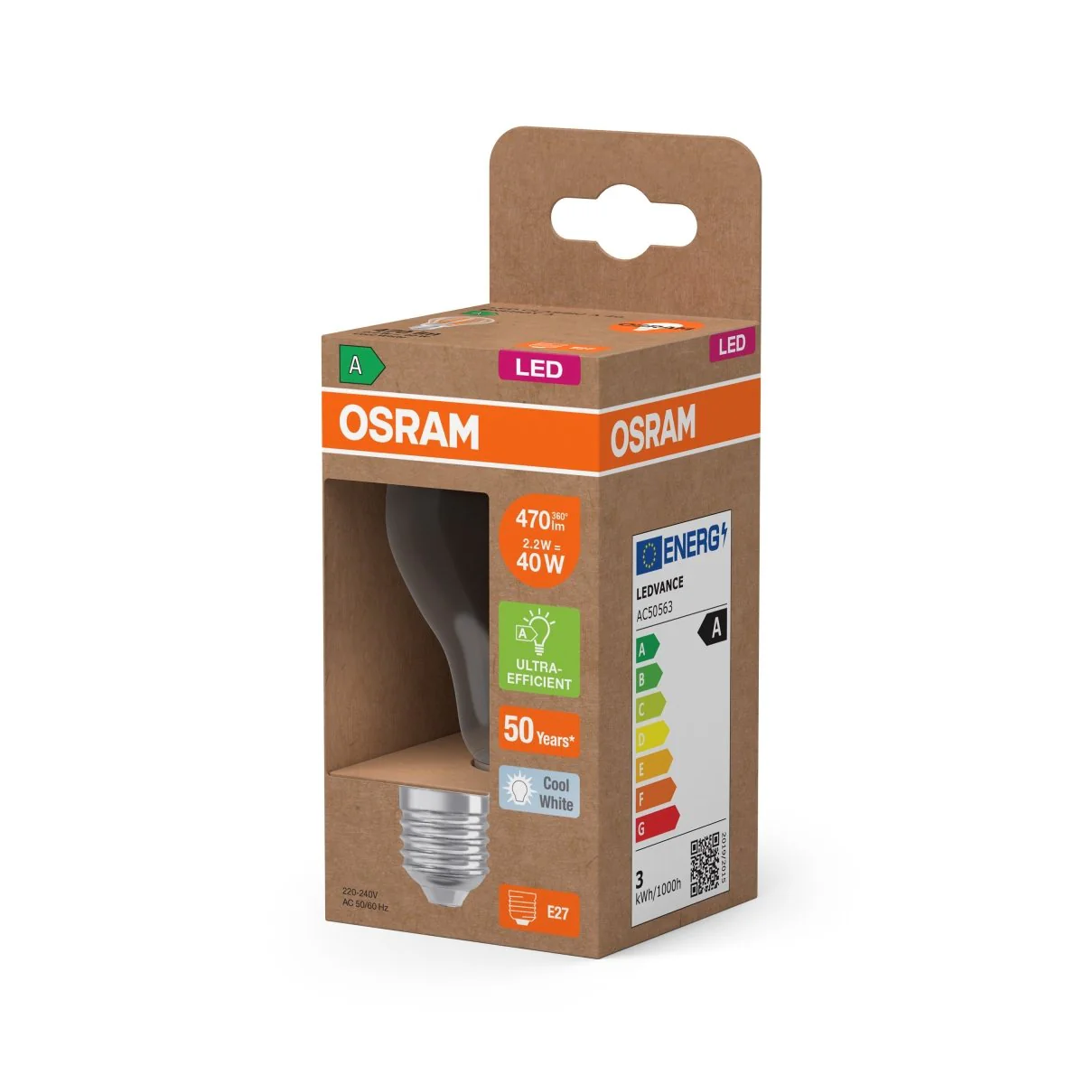 Żarówka LED OSRAM LED Classic A 40 Filament Energy efficiency class A 2.2W 840 Clear E27 neutralna - Image 2