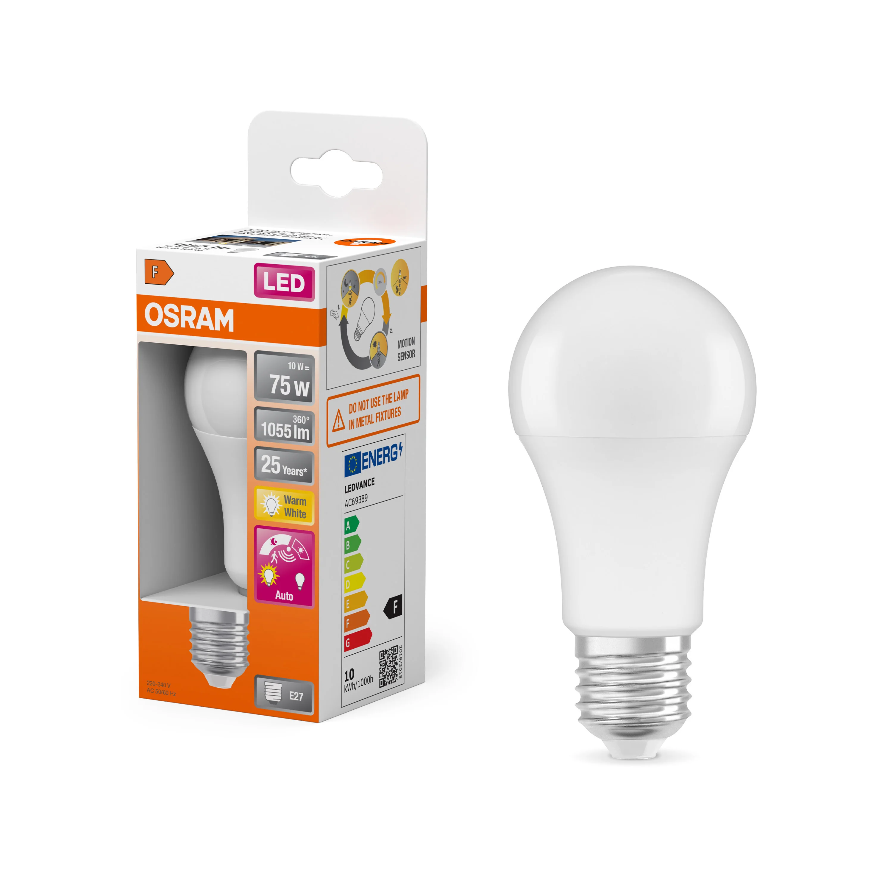 Żarówka LED OSRAM LED Classic A 75 Motion Sensor 10W 827 Frosted E27 - Image 4