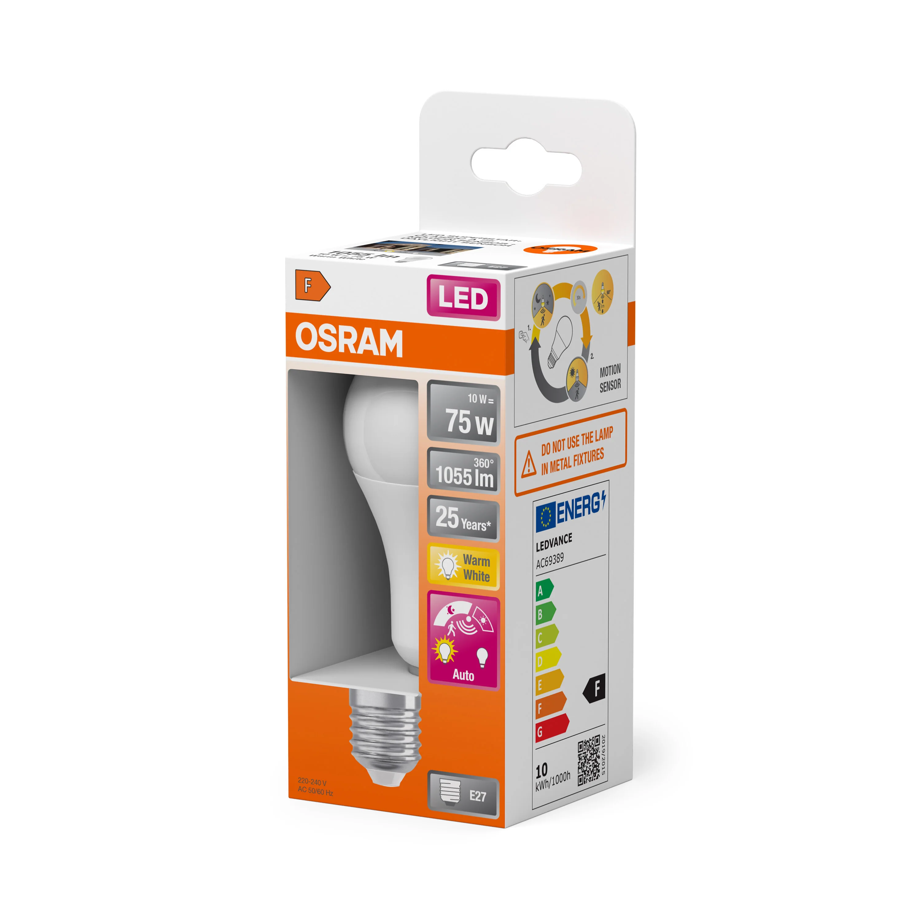 Żarówka LED OSRAM LED Classic A 75 Motion Sensor 10W 827 Frosted E27 - Image 5