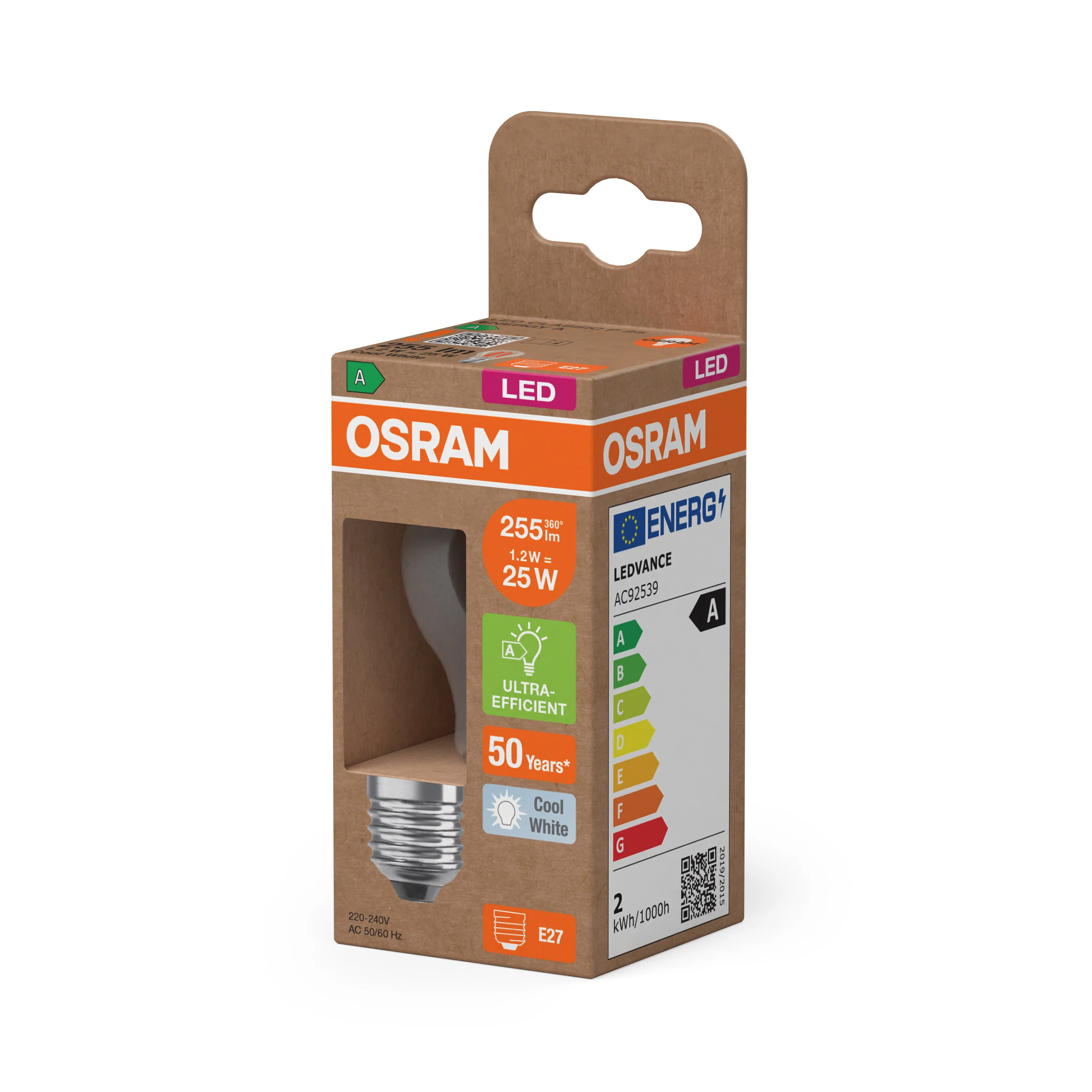 Żarówka LED OSRAM LED Classic P 25 Filament Energy efficiency class A 1.2W 840 Clear E27 - Image 5