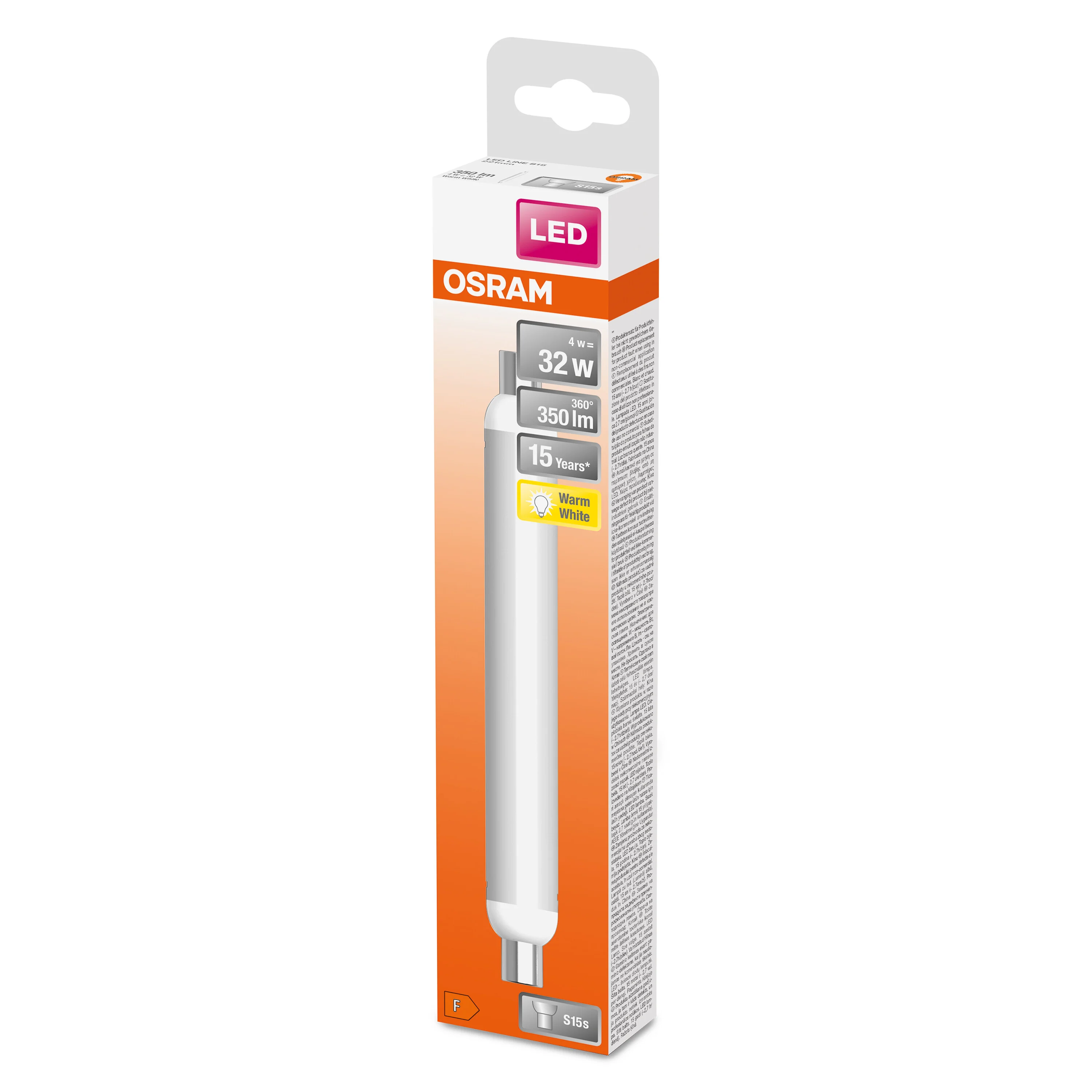 Żarówka LED OSRAM LED Line 32 140° 221mm 4W 827 Frosted S15s - Image 3