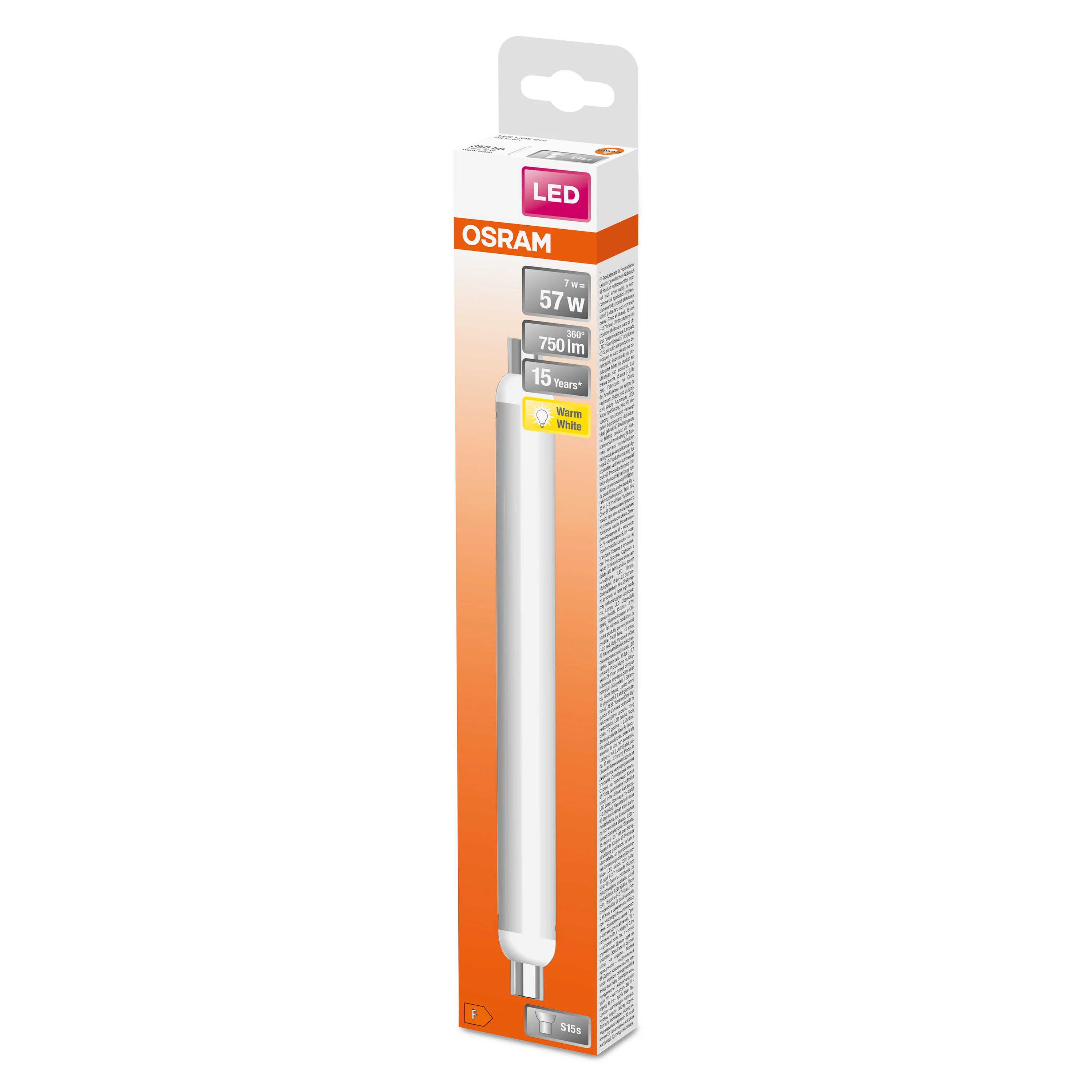Żarówka LED OSRAM LED Line 57 140° 284mm 7W 827 Frosted S15s - Image 3