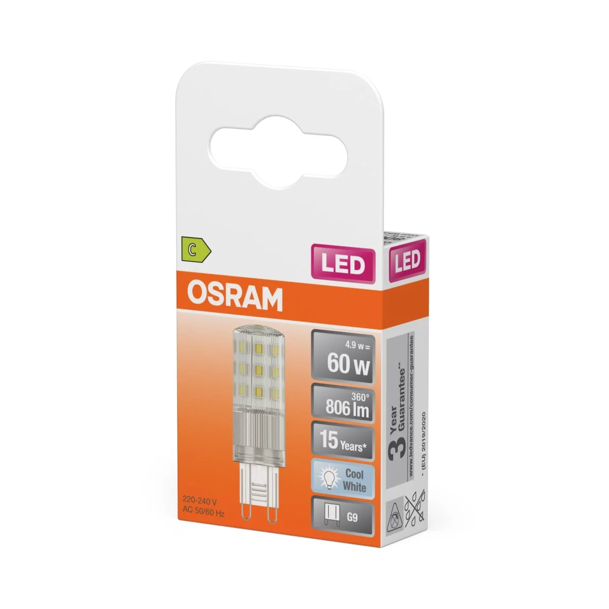 Żarówka LED OSRAM LED PIN 60 320 4.9W 840 Clear G9 - Image 2