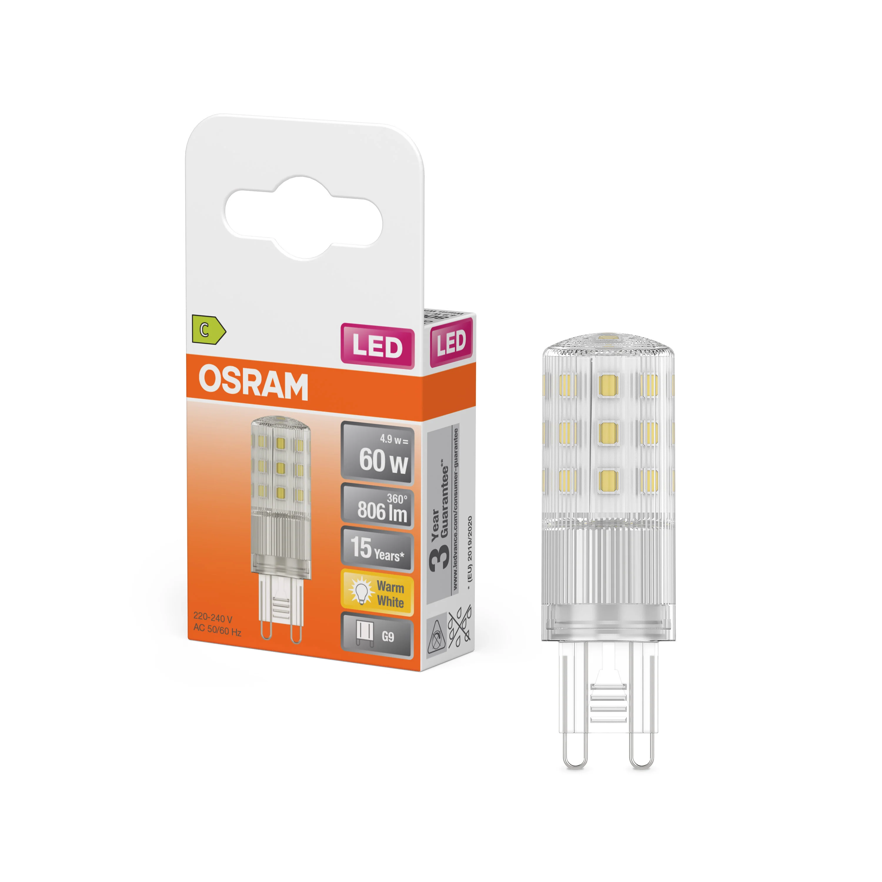 Żarówka LED OSRAM LED PIN 60 320° 4.9W 827 Clear G9 - Image 4