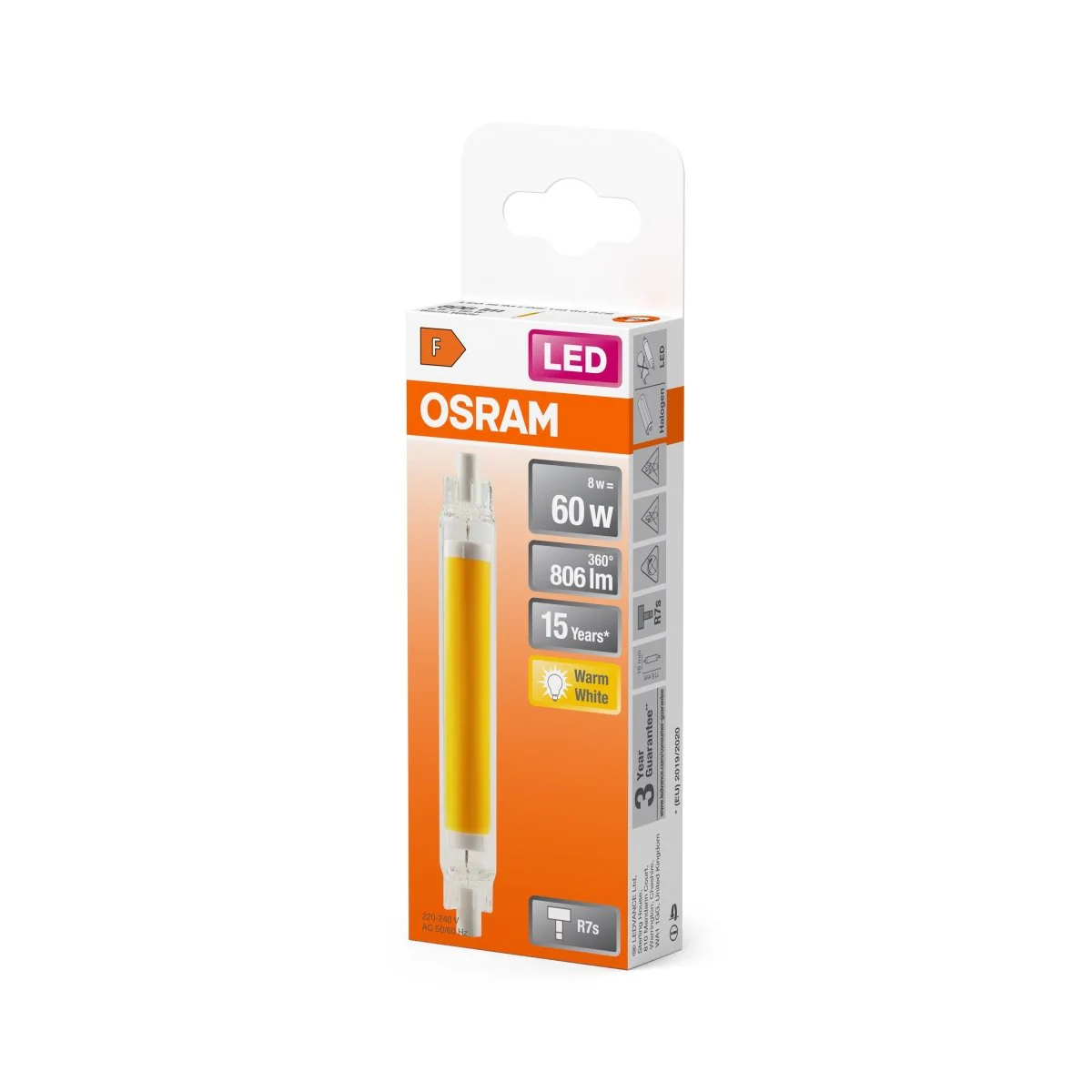 Żarówka LED OSRAM LED Slim Line 118 60 300° 8W 827 Glas R7s - Image 2