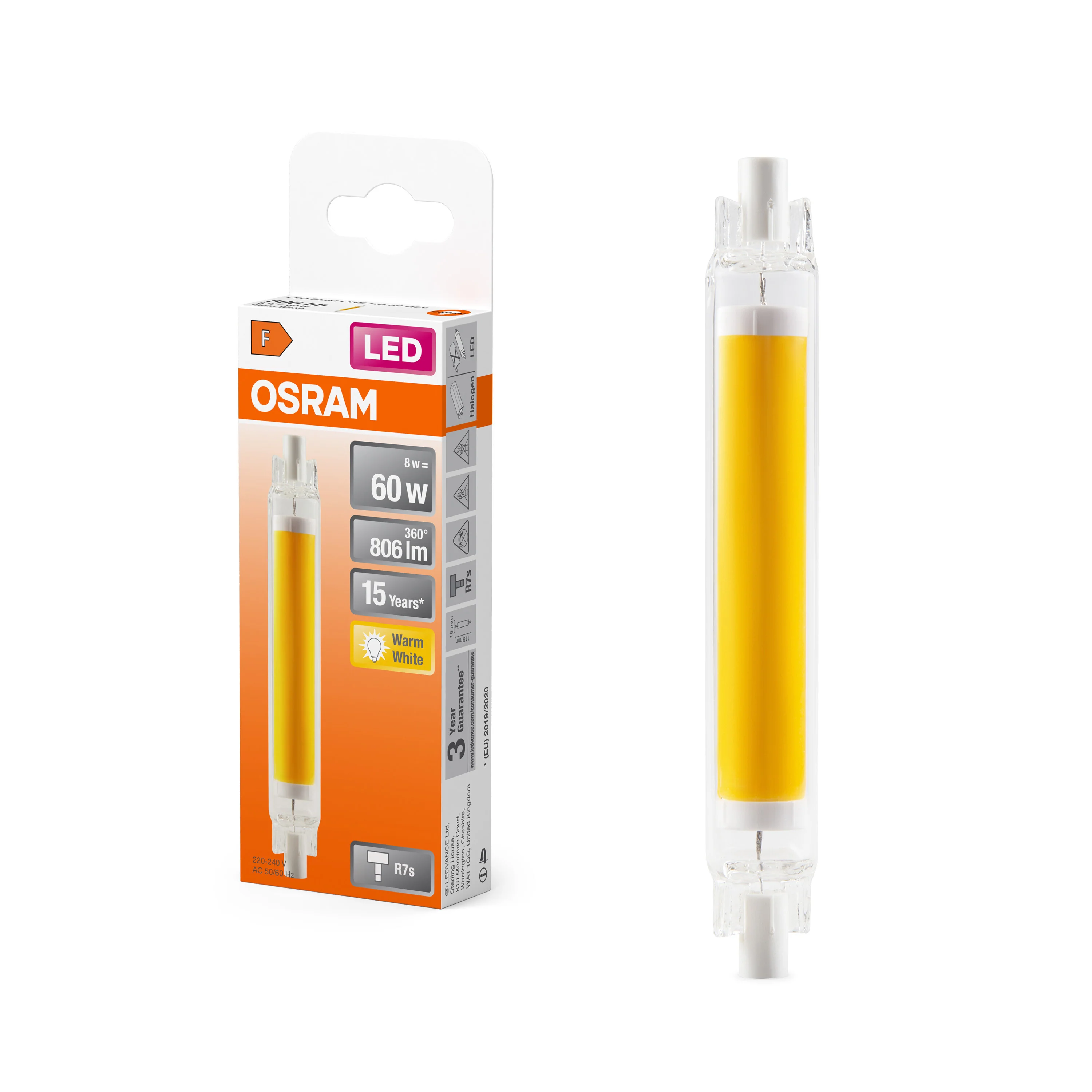 Żarówka LED OSRAM LED Slim Line 118 60 300° 8W 827 Glas R7s - Image 4