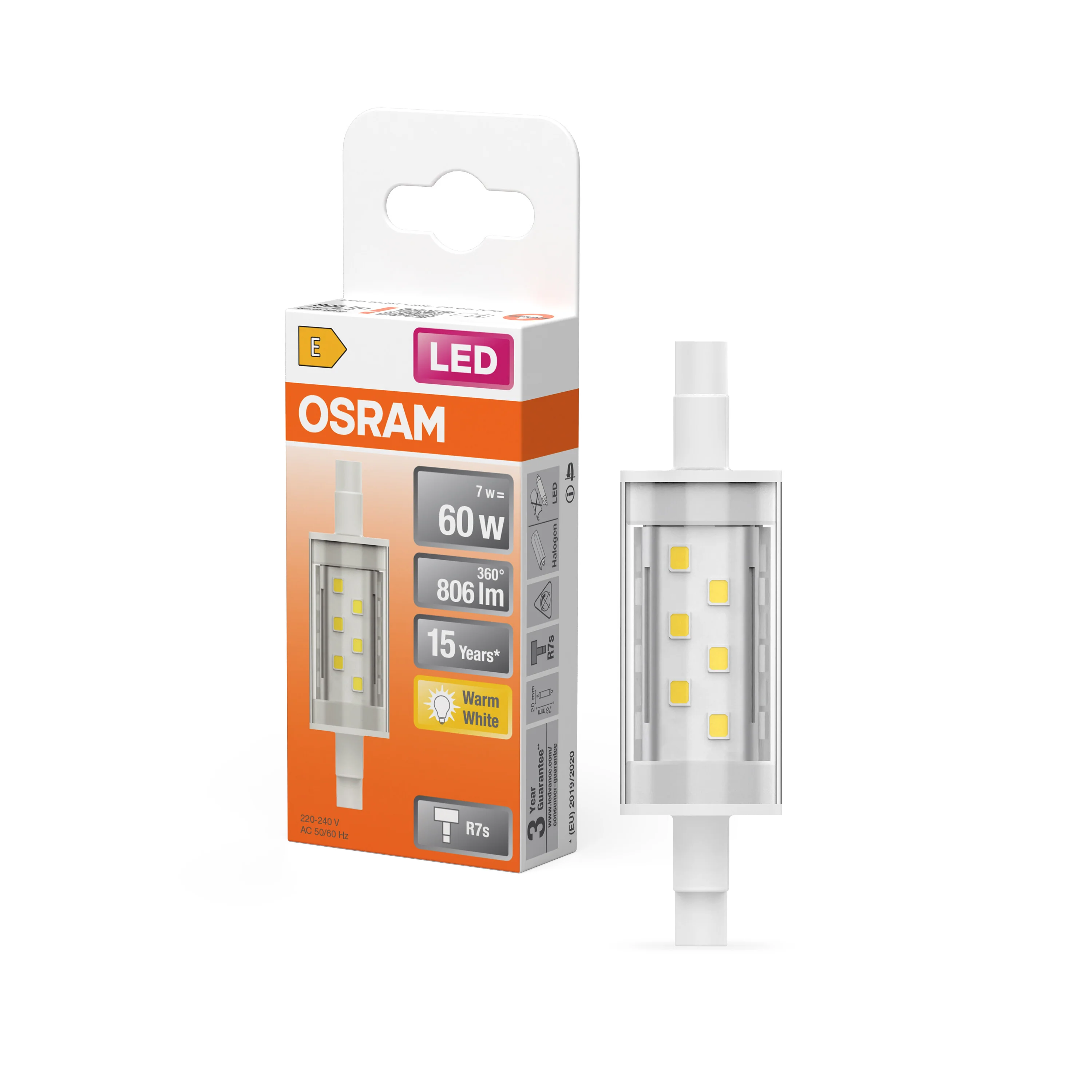 Żarówka LED OSRAM LED Slim Line 78 60 300° 7W 827 Clear R7s - Image 4