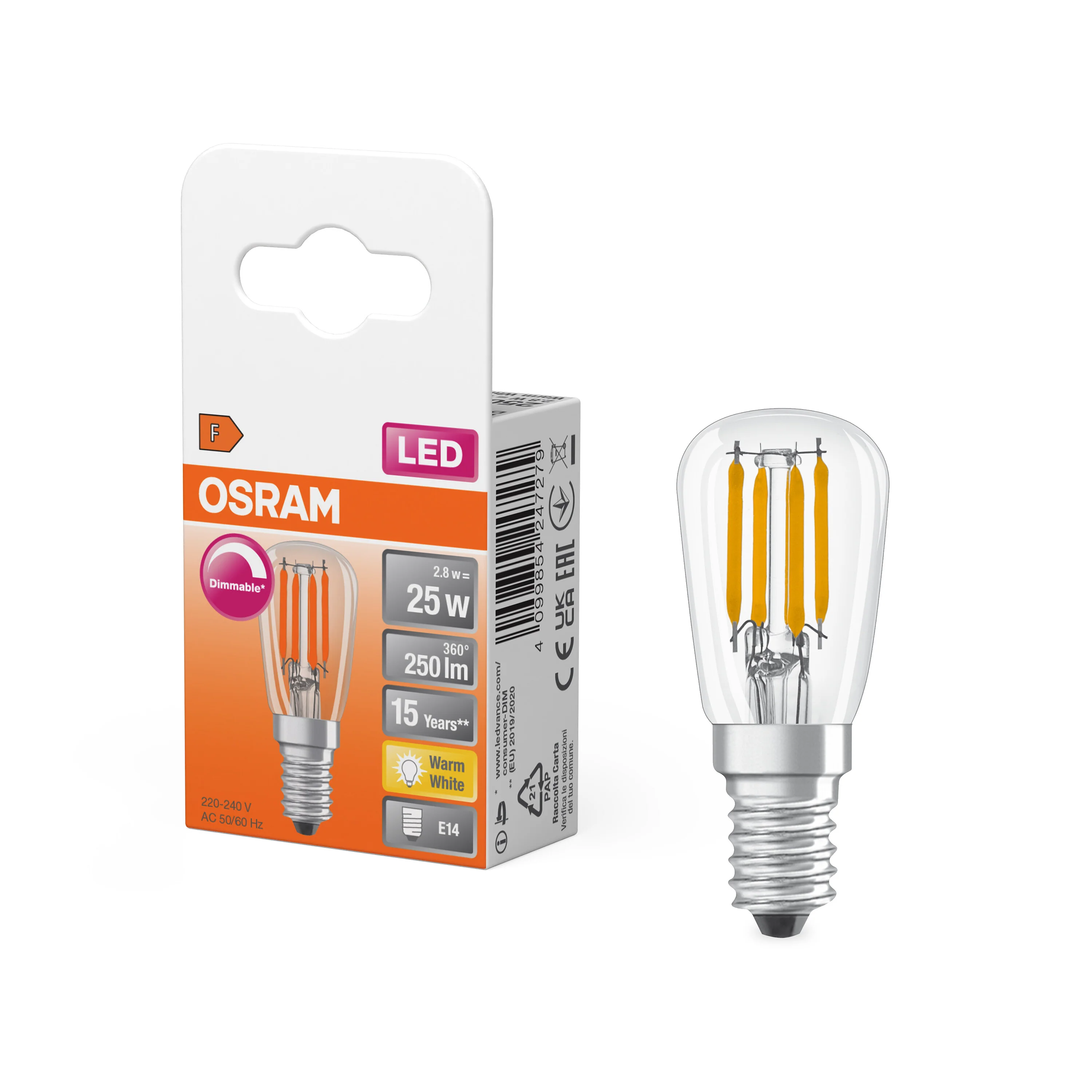 Żarówka LED OSRAM LED Special T26 25 300° Filament DIM 2.8W 827 Clear E14 - Image 4