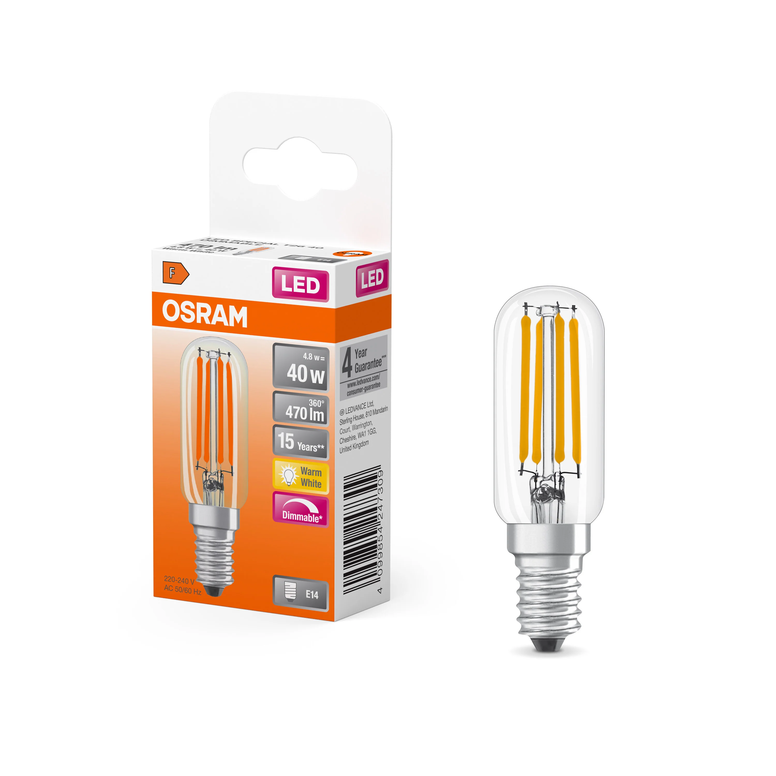 Żarówka LED OSRAM LED Special T26 40 300° Filament DIM 4.8W 827 Clear E14 - Image 4