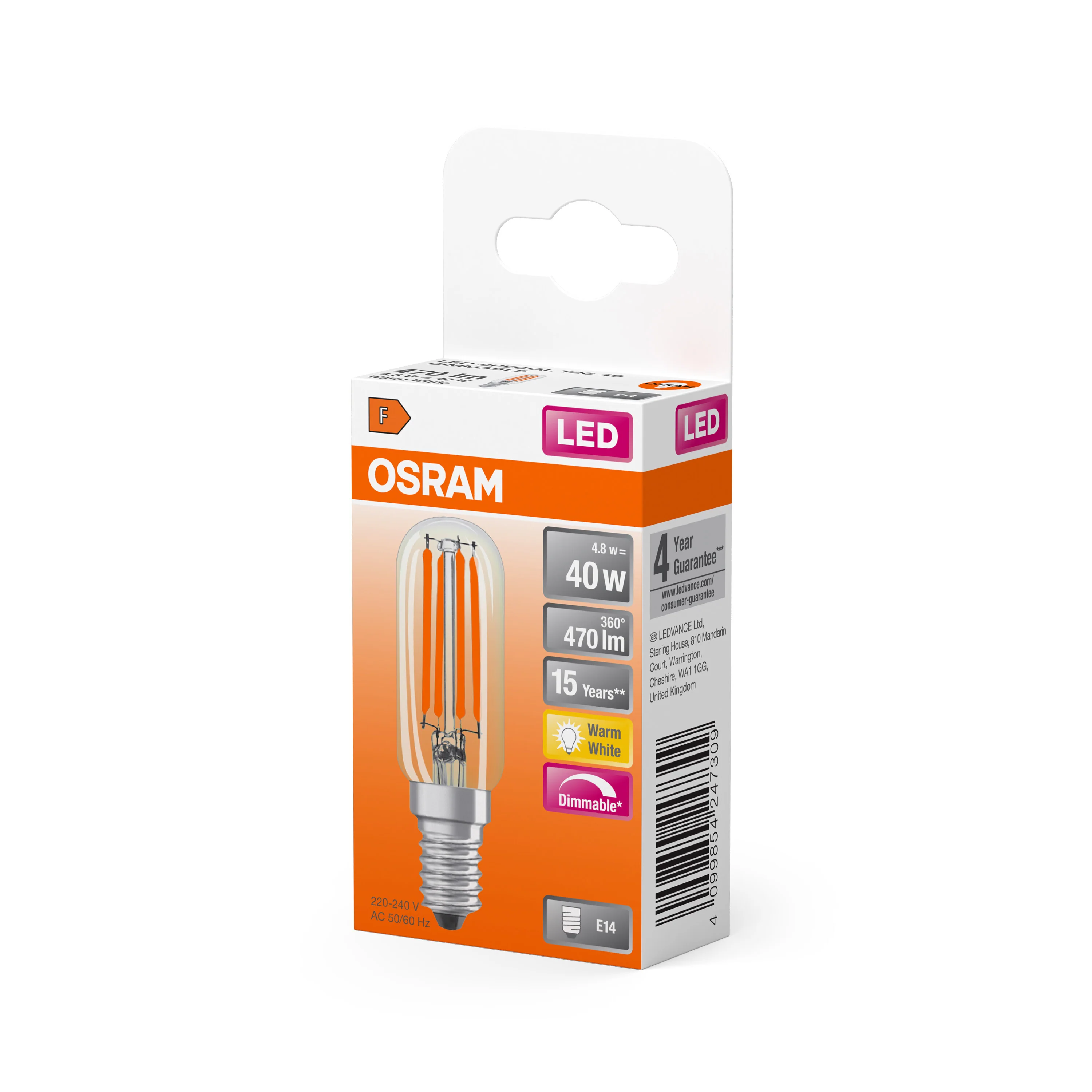 Żarówka LED OSRAM LED Special T26 40 300° Filament DIM 4.8W 827 Clear E14 - Image 5