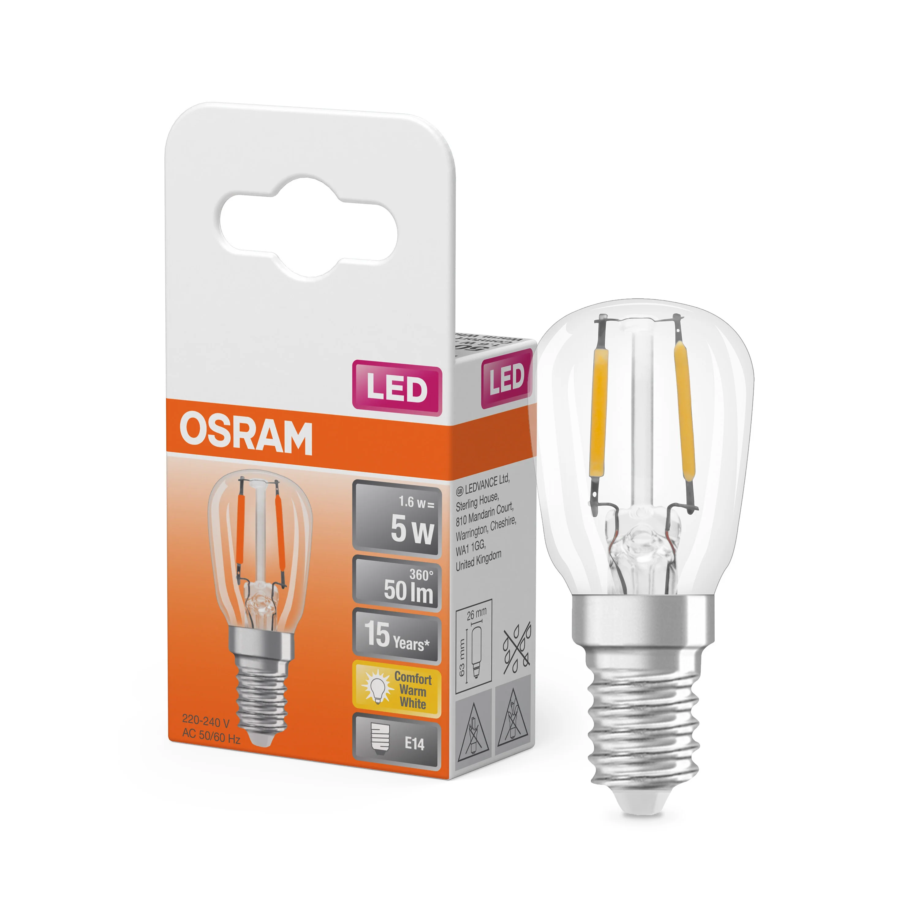 Żarówka LED OSRAM LED Special T26 5 300° Filament 1.6W 824 Clear E14 - Image 4