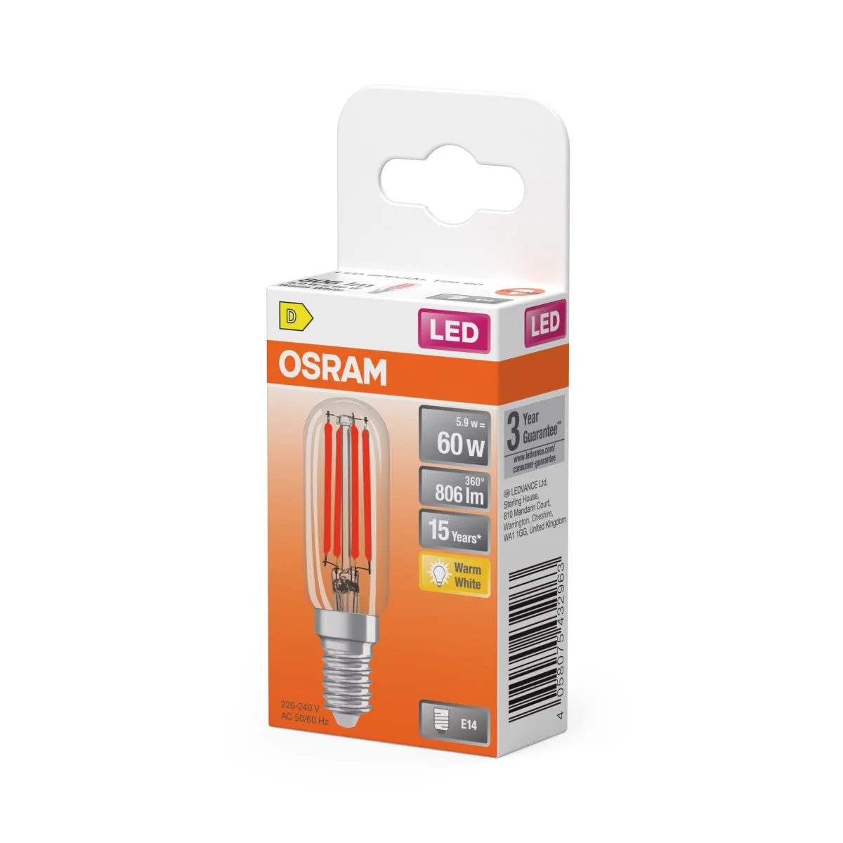 Żarówka LED OSRAM LED Special T26 55 300° Filament 5.9W 827 Clear E14 - Image 2
