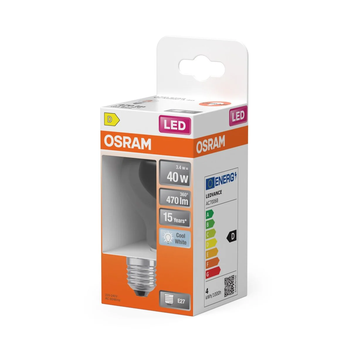 Żarówka LED OSRAM LED Star Classic A 40 Filament 3.4W 840 Clear E27 - Image 2