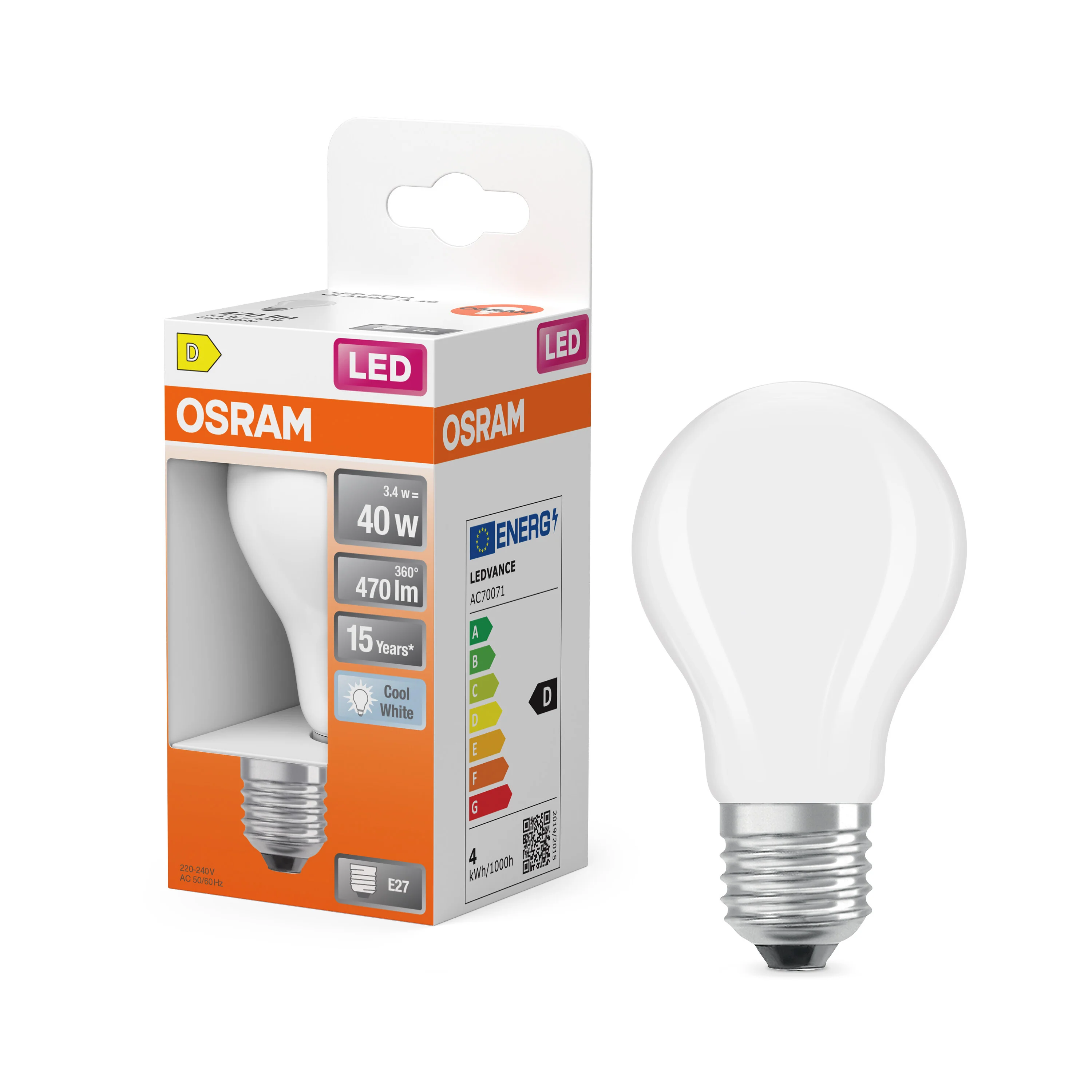 Żarówka LED OSRAM LED Star Classic A 40 Filament 3.4W 840 Frosted E27 - Image 4