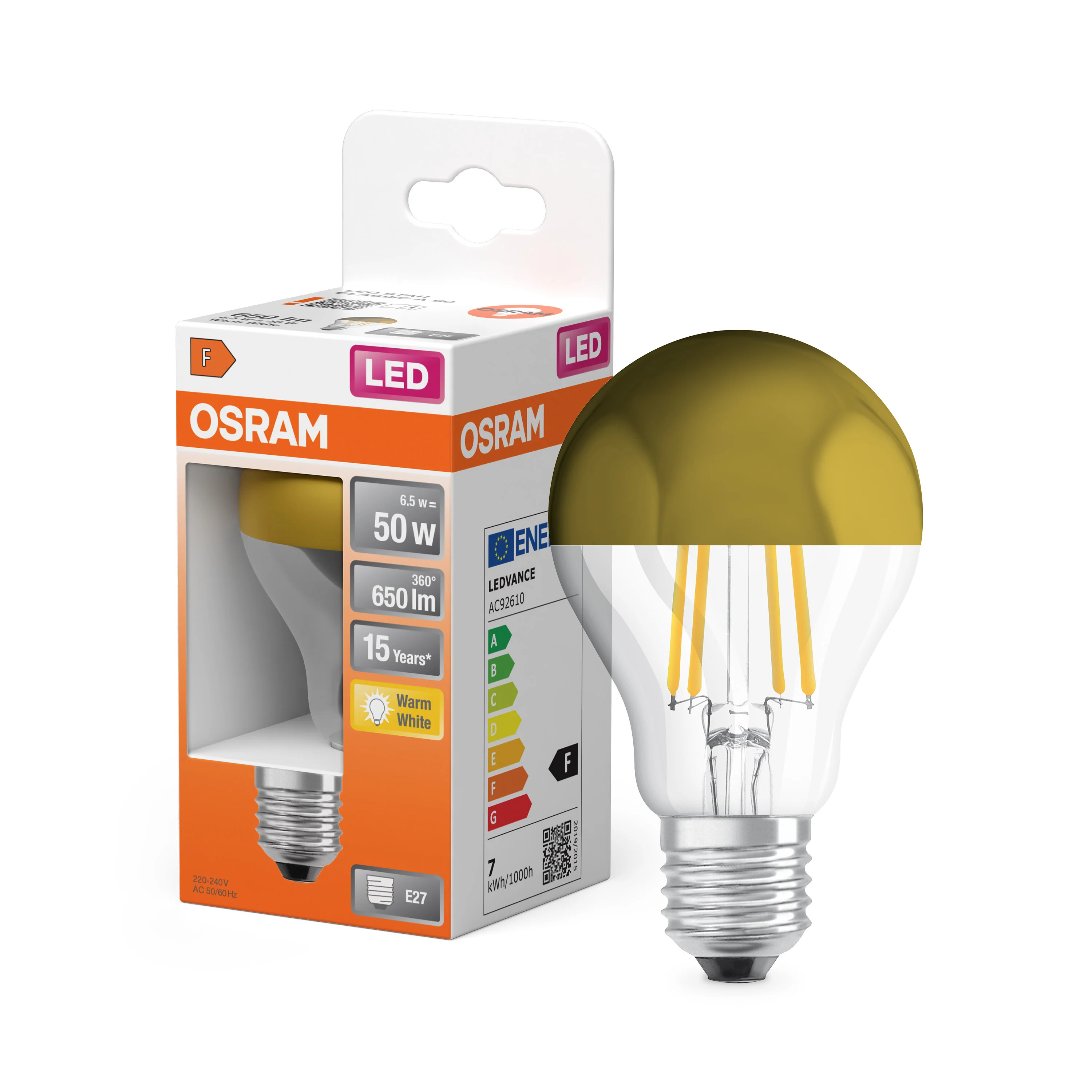 Żarówka LED OSRAM LED Star Classic A 50 Filament Mirror Gold 6.5W 827 Clear E27 - Image 4