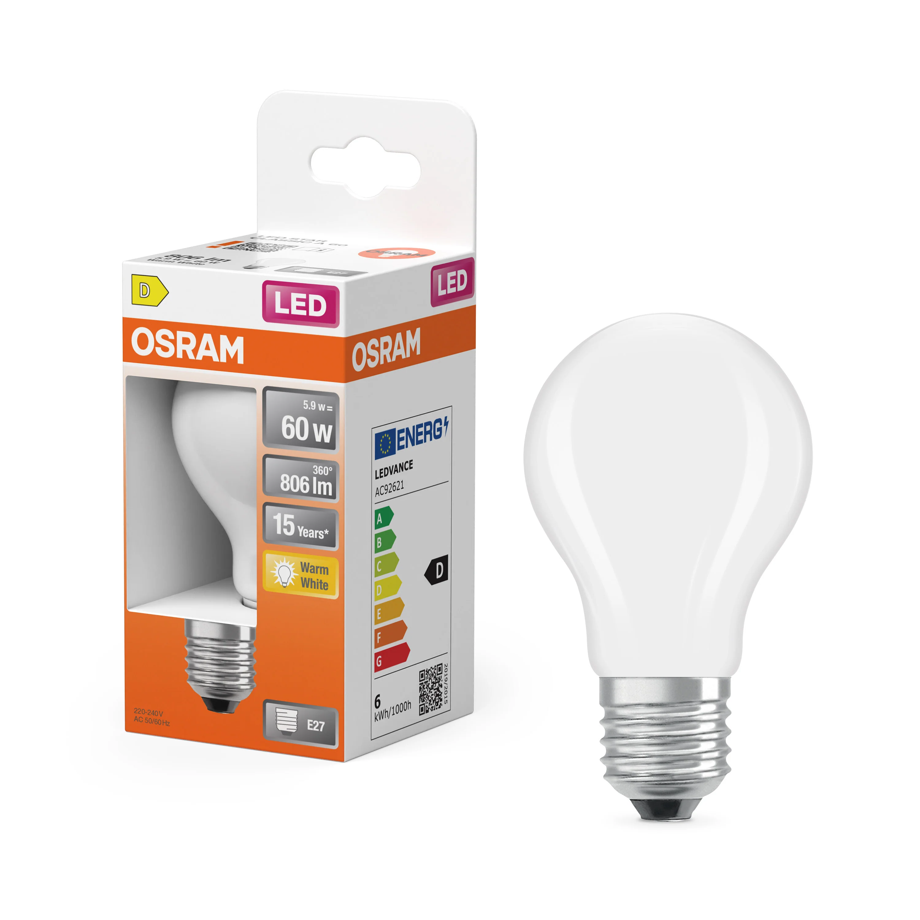 Żarówka LED OSRAM LED Star Classic A 60 Filament 5.9W 827 Frosted E27 ciepła - Image 4