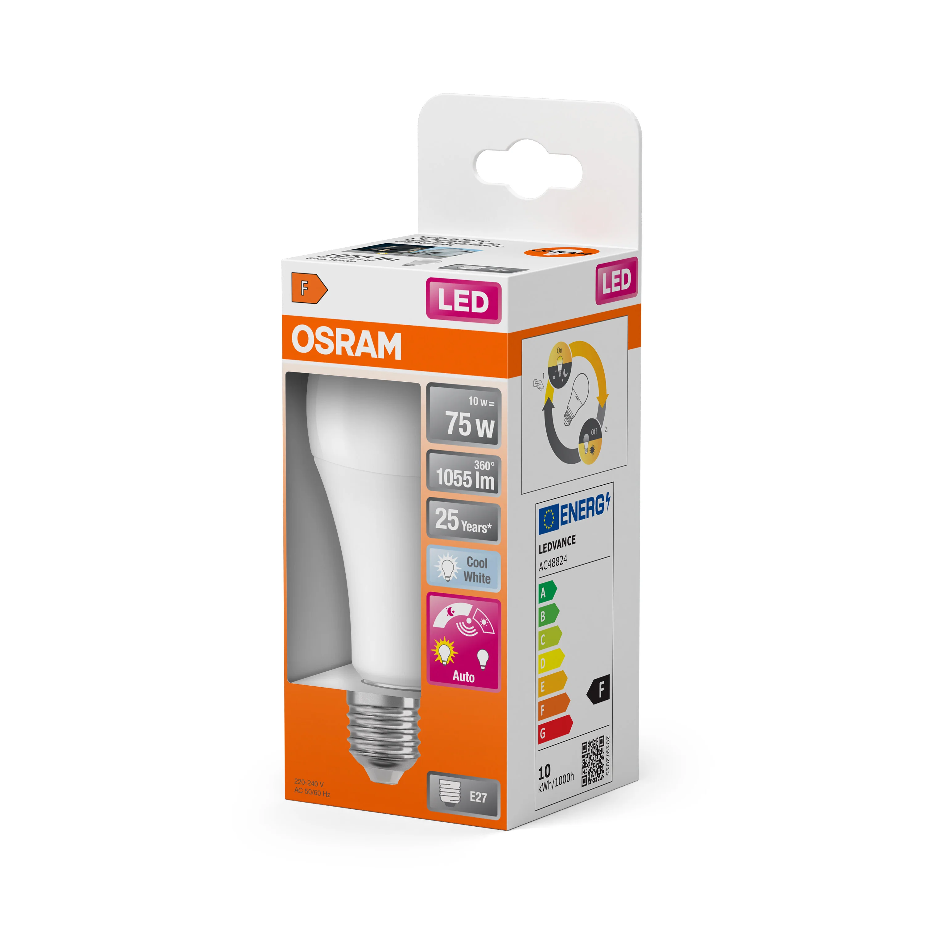 Żarówka LED OSRAM LED Star Classic A 75 Daylight Sensor 10W 840 Frosted E27 - Image 5