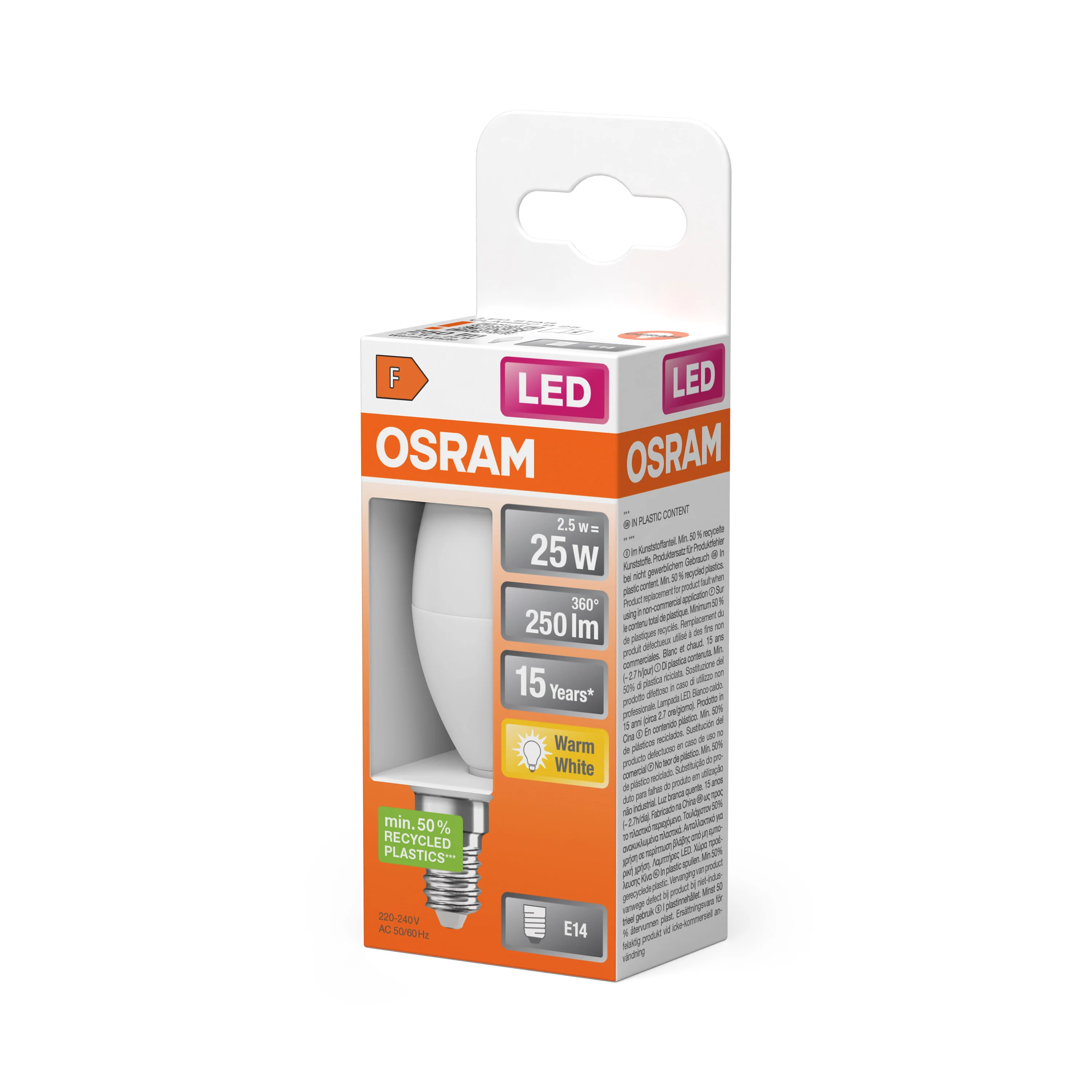 Żarówka LED OSRAM LED Star Classic B 25 2.5W 827 Frosted E14 - Image 5