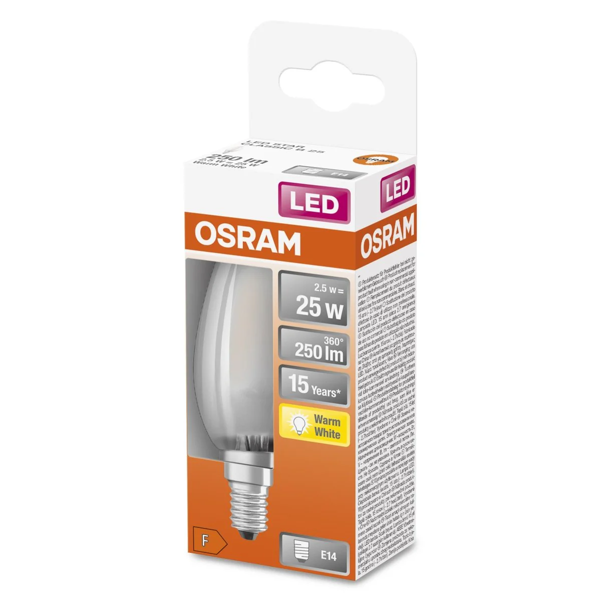 Żarówka LED OSRAM LED Star Classic B 25 2.5W 827 Frosted E14 ciepła - Image 2