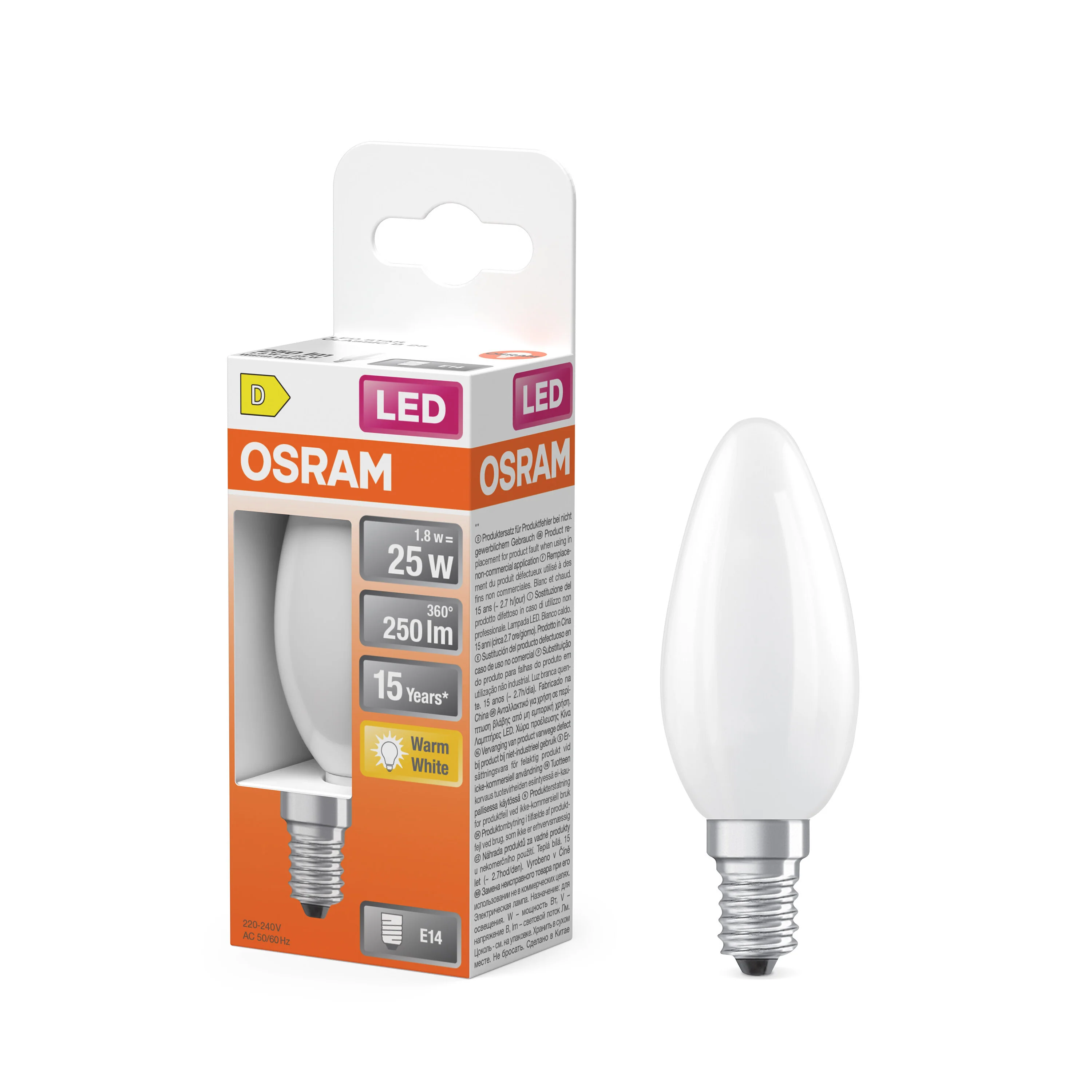 Żarówka LED OSRAM LED Star Classic B 25 Filament 1.8W 827 Frosted E14 ciepła - Image 4