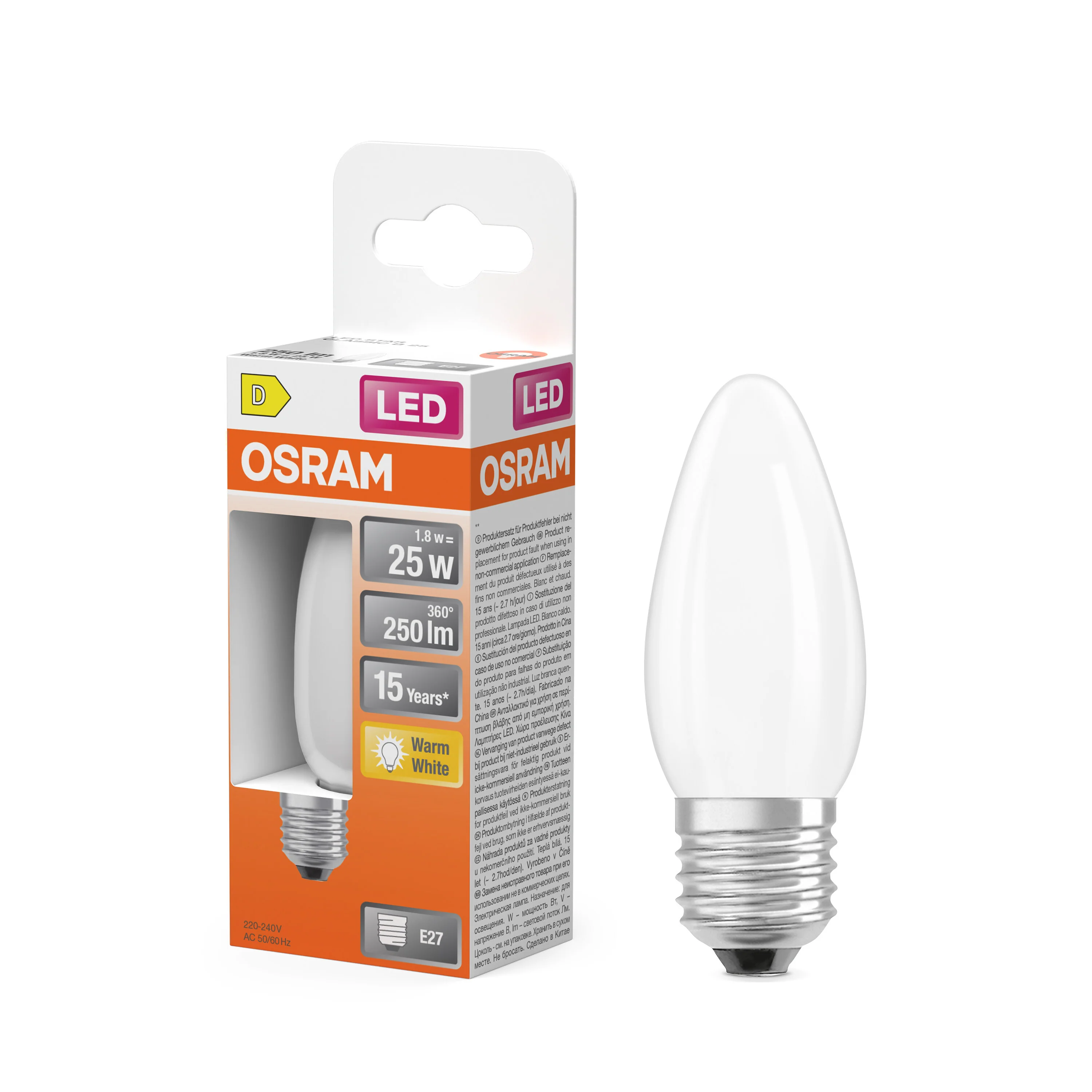 Żarówka LED OSRAM LED Star Classic B 25 Filament 1.8W 827 Frosted E27 - Image 4