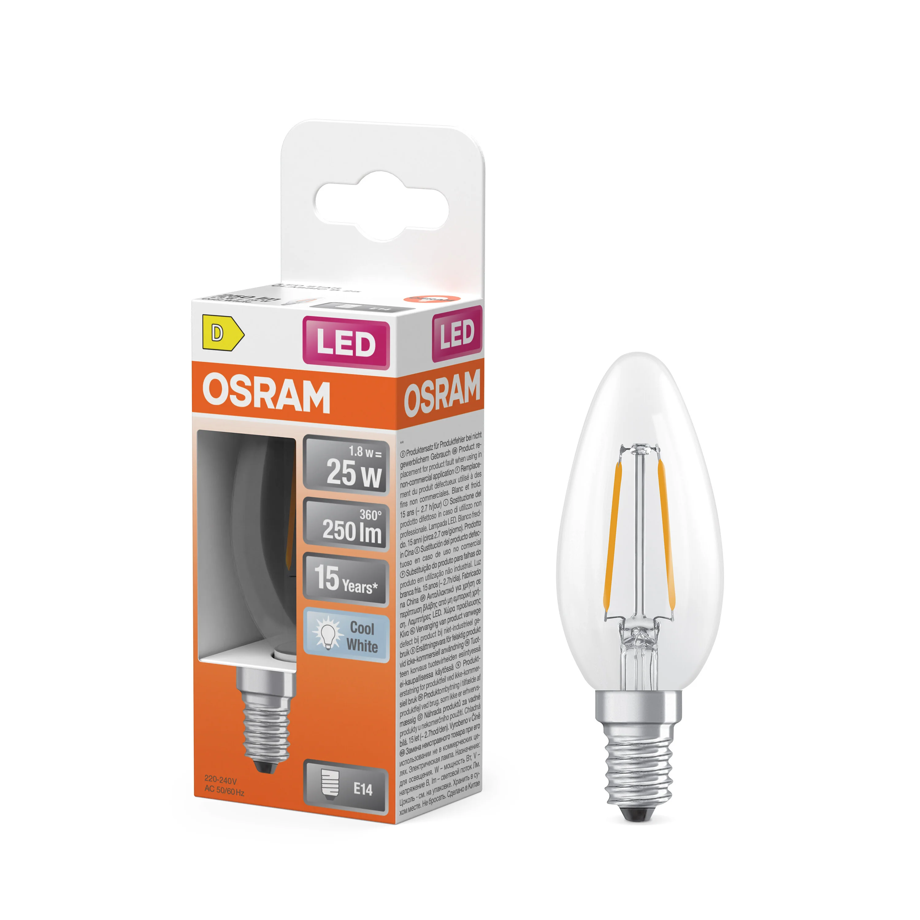 Żarówka LED OSRAM LED Star Classic B 25 Filament 1.8W 840 Clear E14 - Image 4
