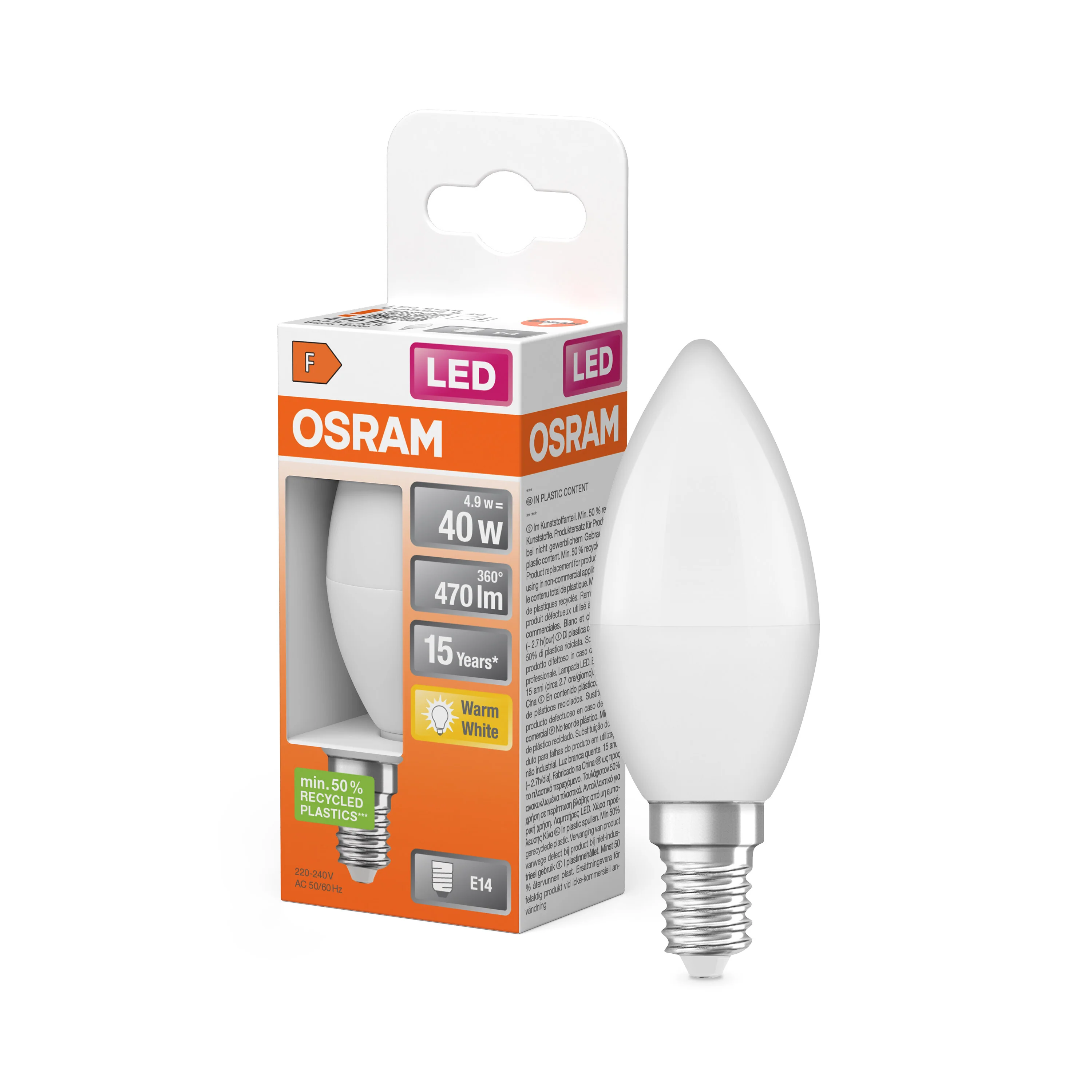 Żarówka LED OSRAM LED Star Classic B 40 4.9W 827 Frosted E14 - Image 4
