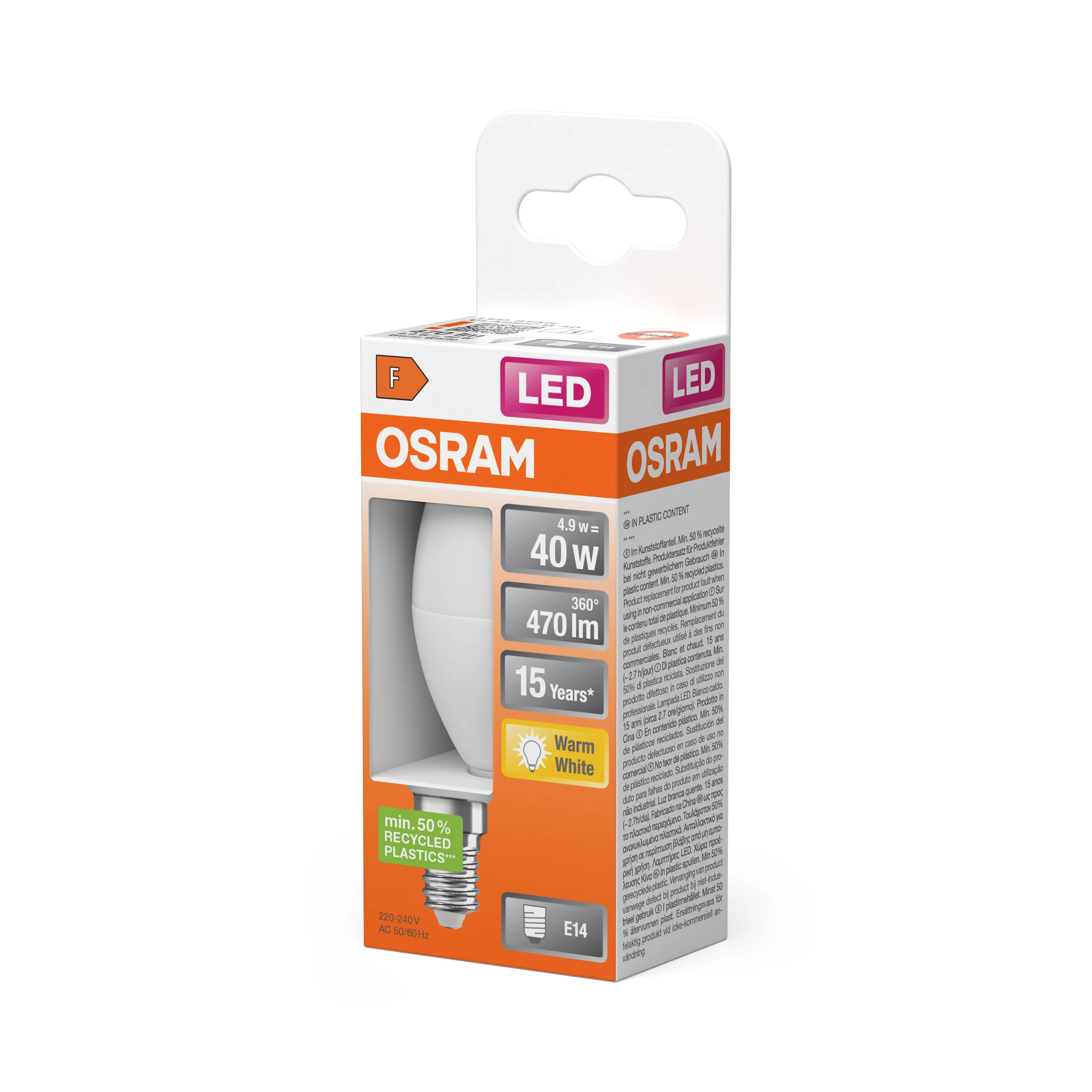 Żarówka LED OSRAM LED Star Classic B 40 4.9W 827 Frosted E14 - Image 5