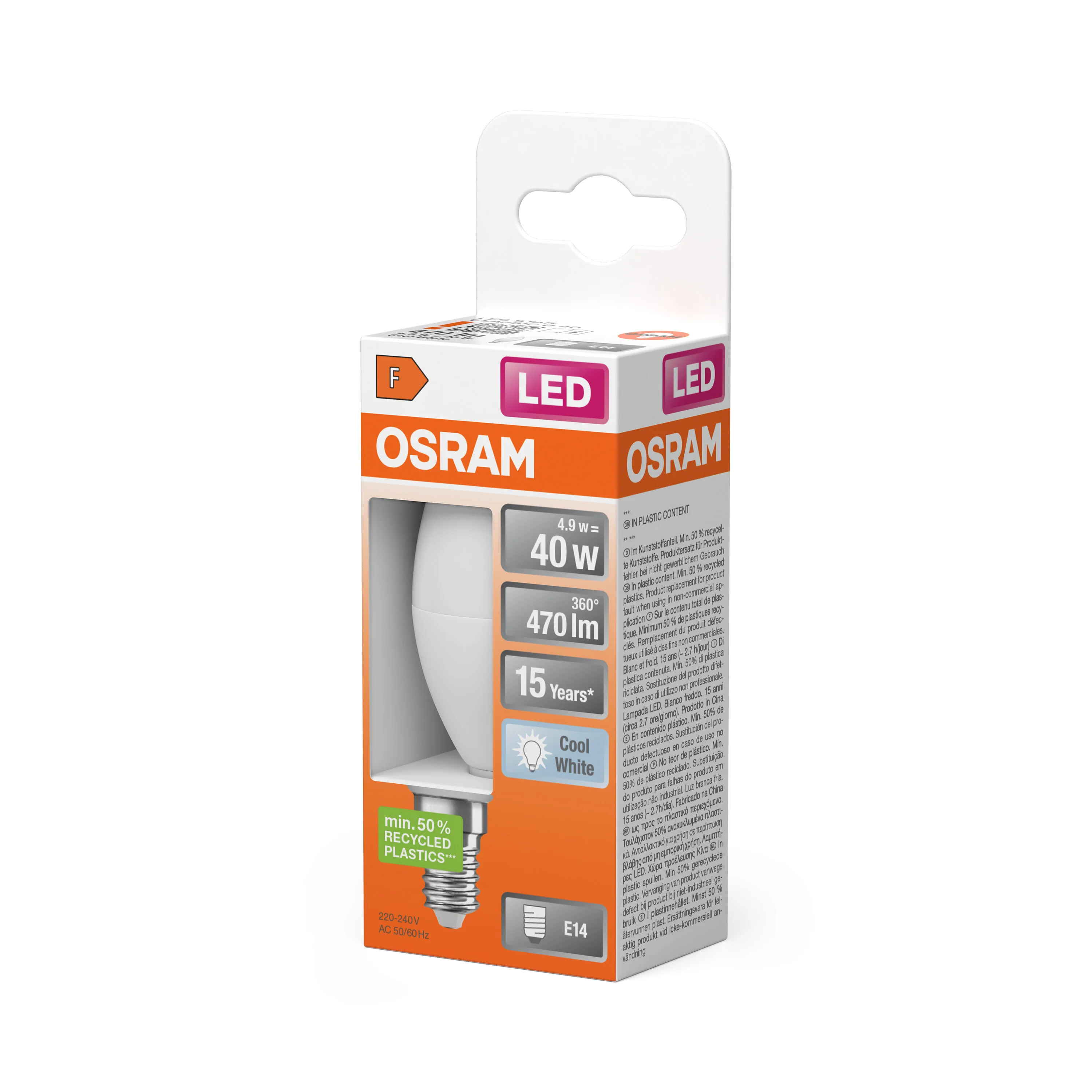 Żarówka LED OSRAM LED Star Classic B 40 4.9W 840 Frosted E14 - Image 5