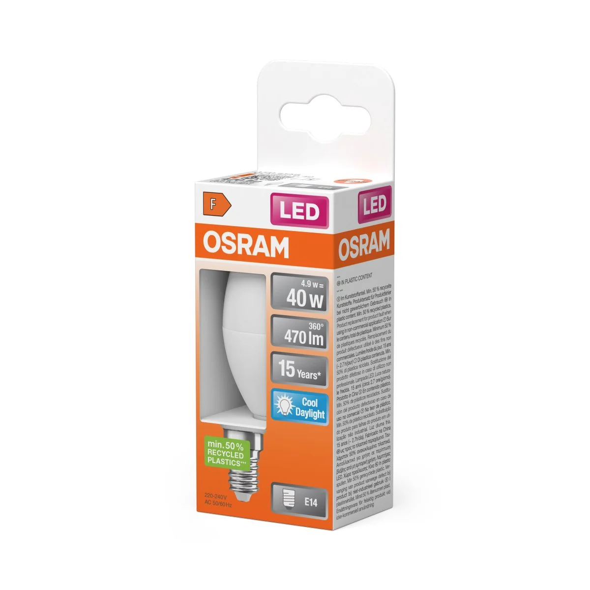 Żarówka LED OSRAM LED Star Classic B 40 4.9W 865 Frosted E14 - Image 2