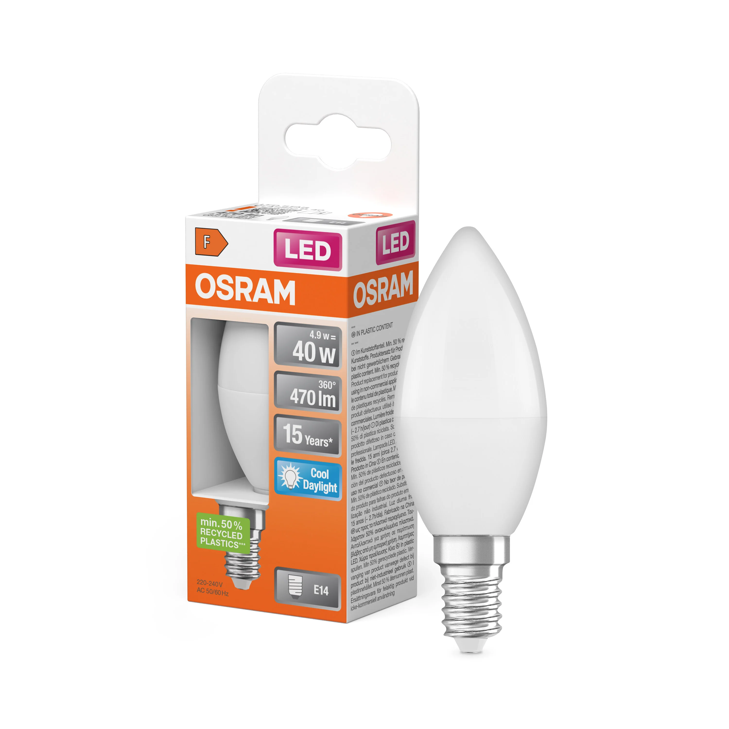 Żarówka LED OSRAM LED Star Classic B 40 4.9W 865 Frosted E14 - Image 4