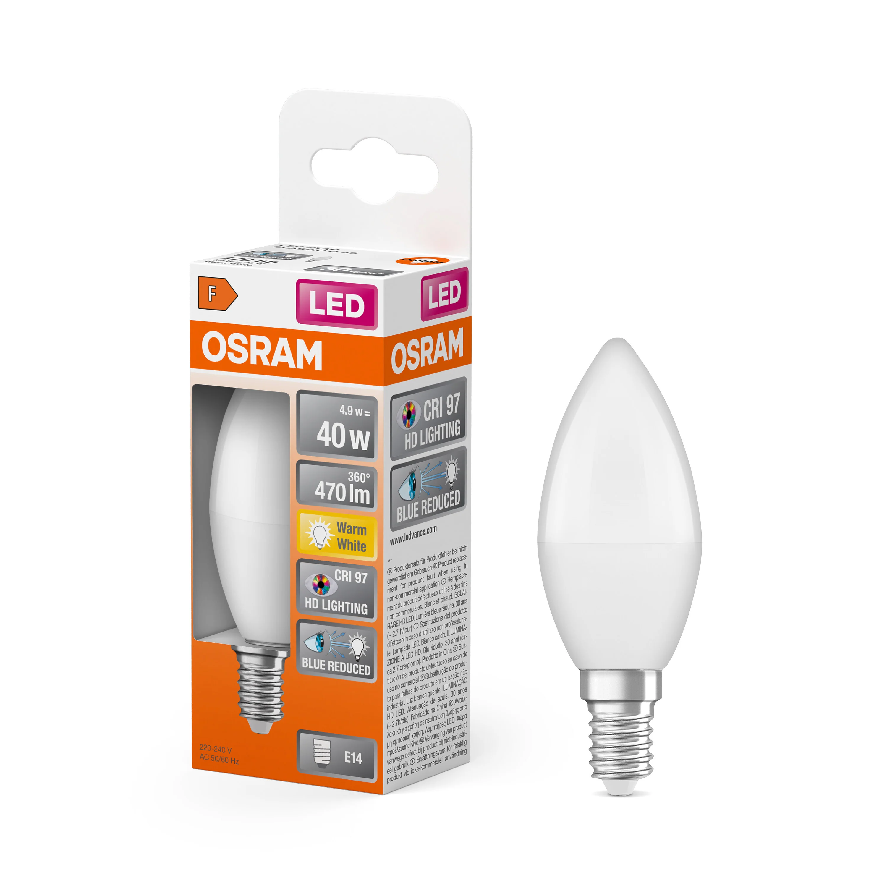 Żarówka LED OSRAM LED Star Classic B 40 4.9W 927 Frosted E14 - Image 4