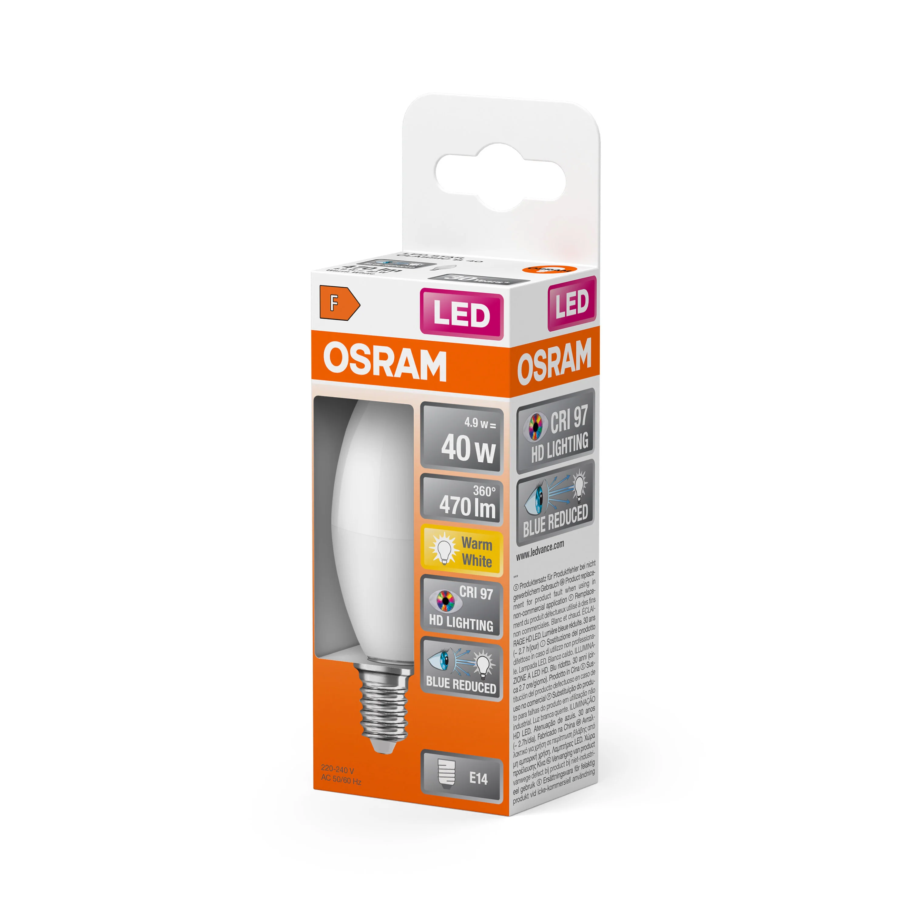 Żarówka LED OSRAM LED Star Classic B 40 4.9W 927 Frosted E14 - Image 5