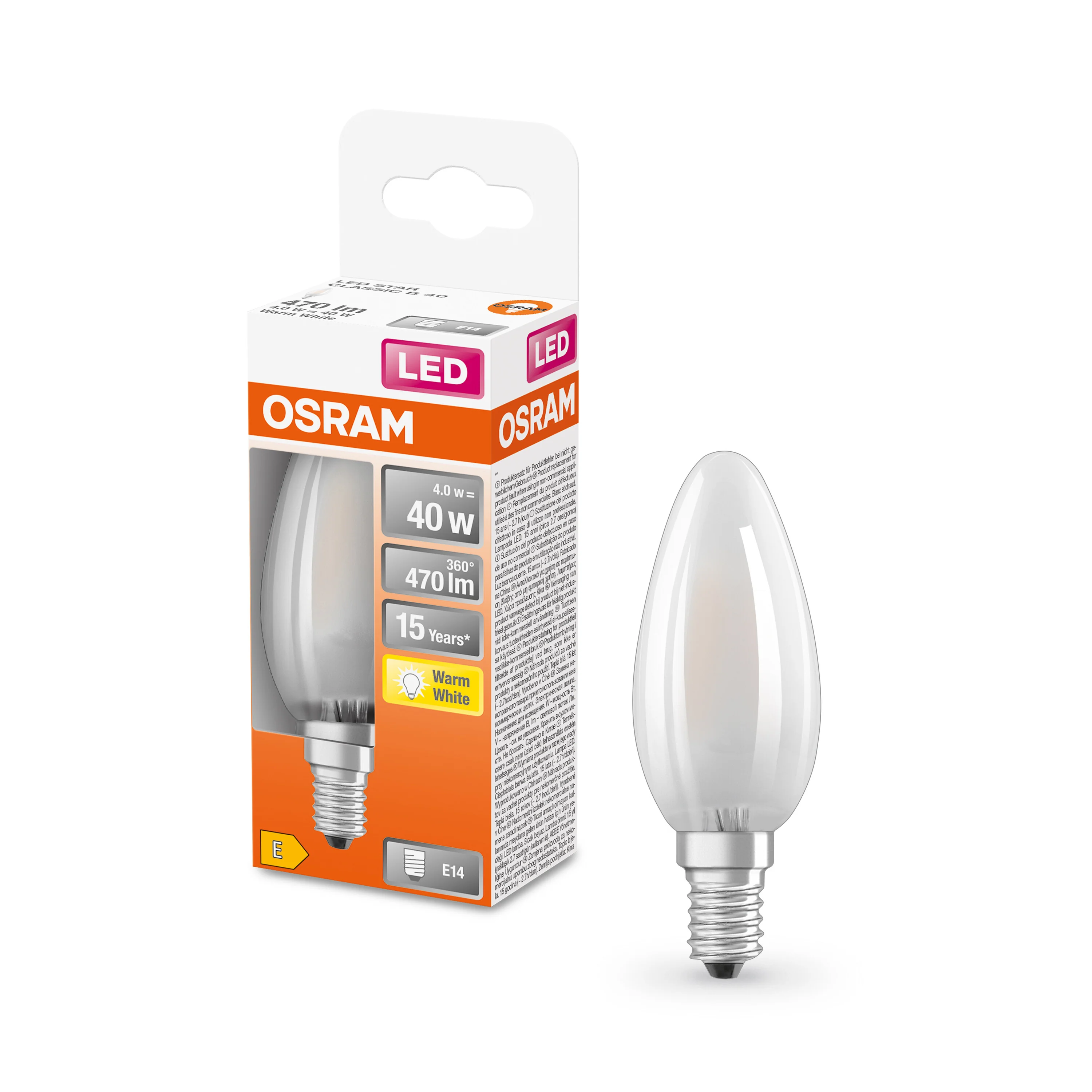 Żarówka LED OSRAM LED Star Classic B 40 4W 827 Frosted E14 - Image 4