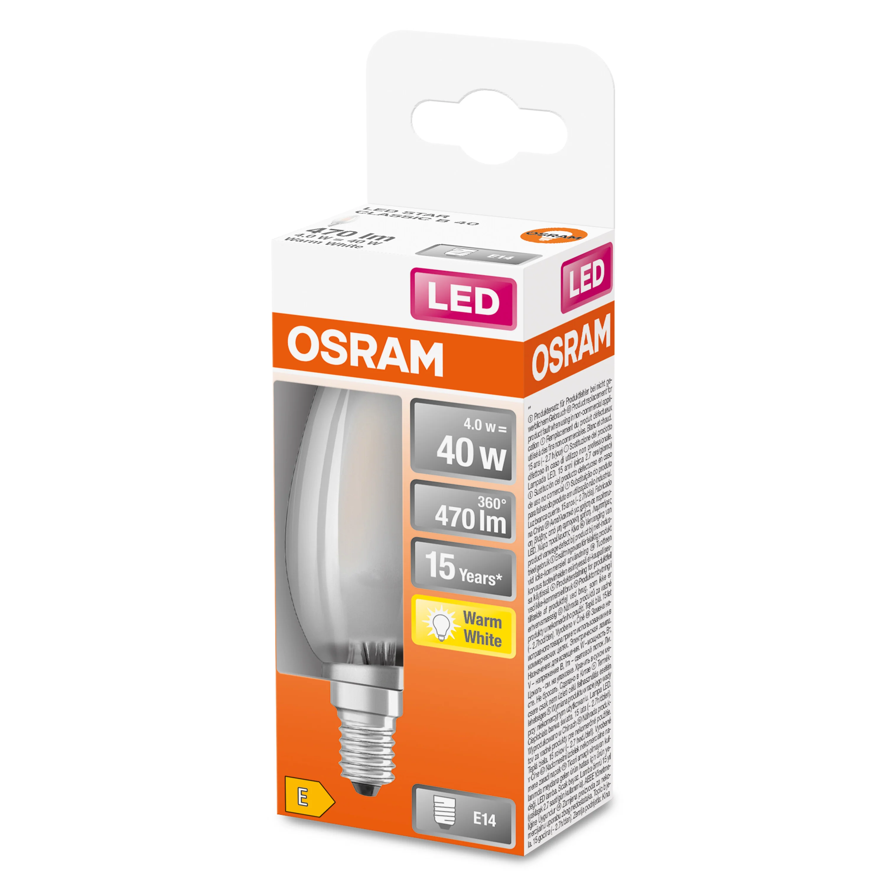 Żarówka LED OSRAM LED Star Classic B 40 4W 827 Frosted E14 - Image 5