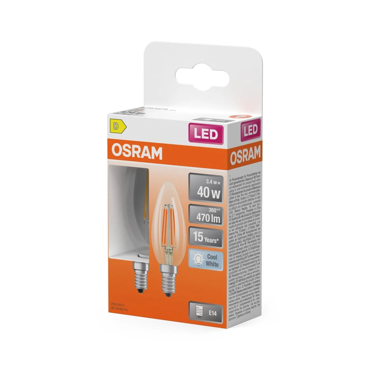 Żarówka LED OSRAM LED Star Classic B 40 Filament 3.4W 840 Clear E14 - Image 2