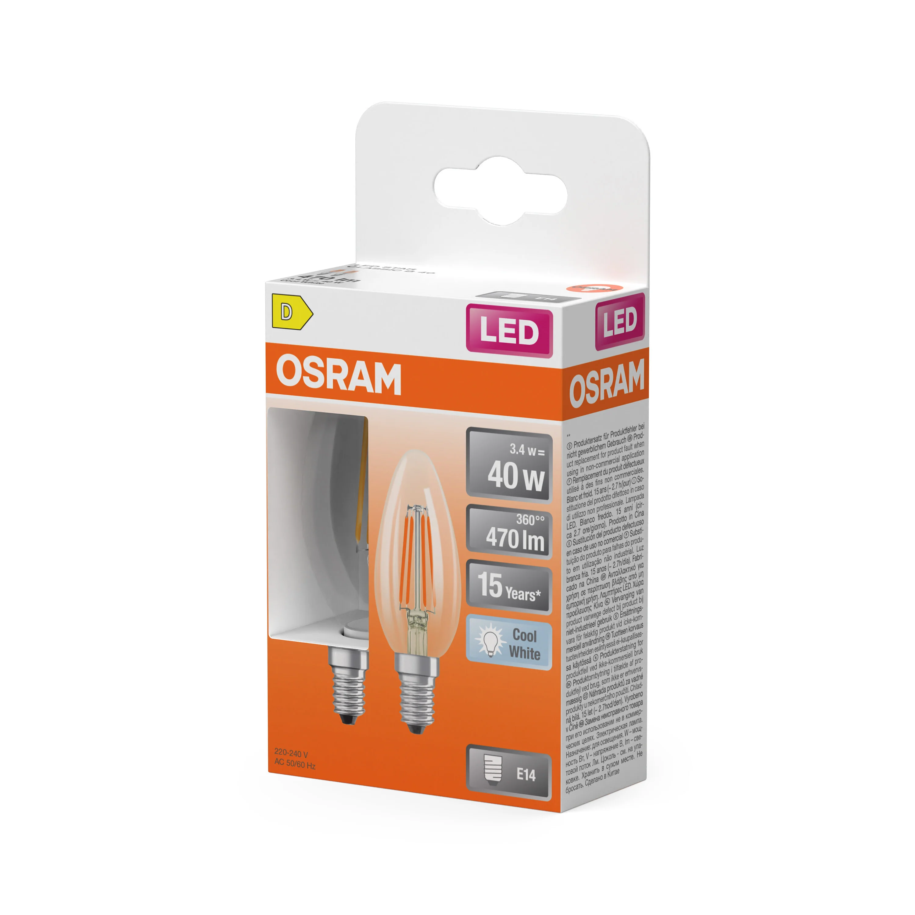 Żarówka LED OSRAM LED Star Classic B 40 Filament 3.4W 840 Clear E14 - Image 5