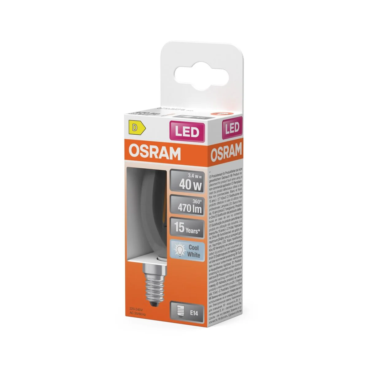 Żarówka LED OSRAM LED Star Classic B 40 Filament 3.4W 840 Clear E14 neutralna - Image 2