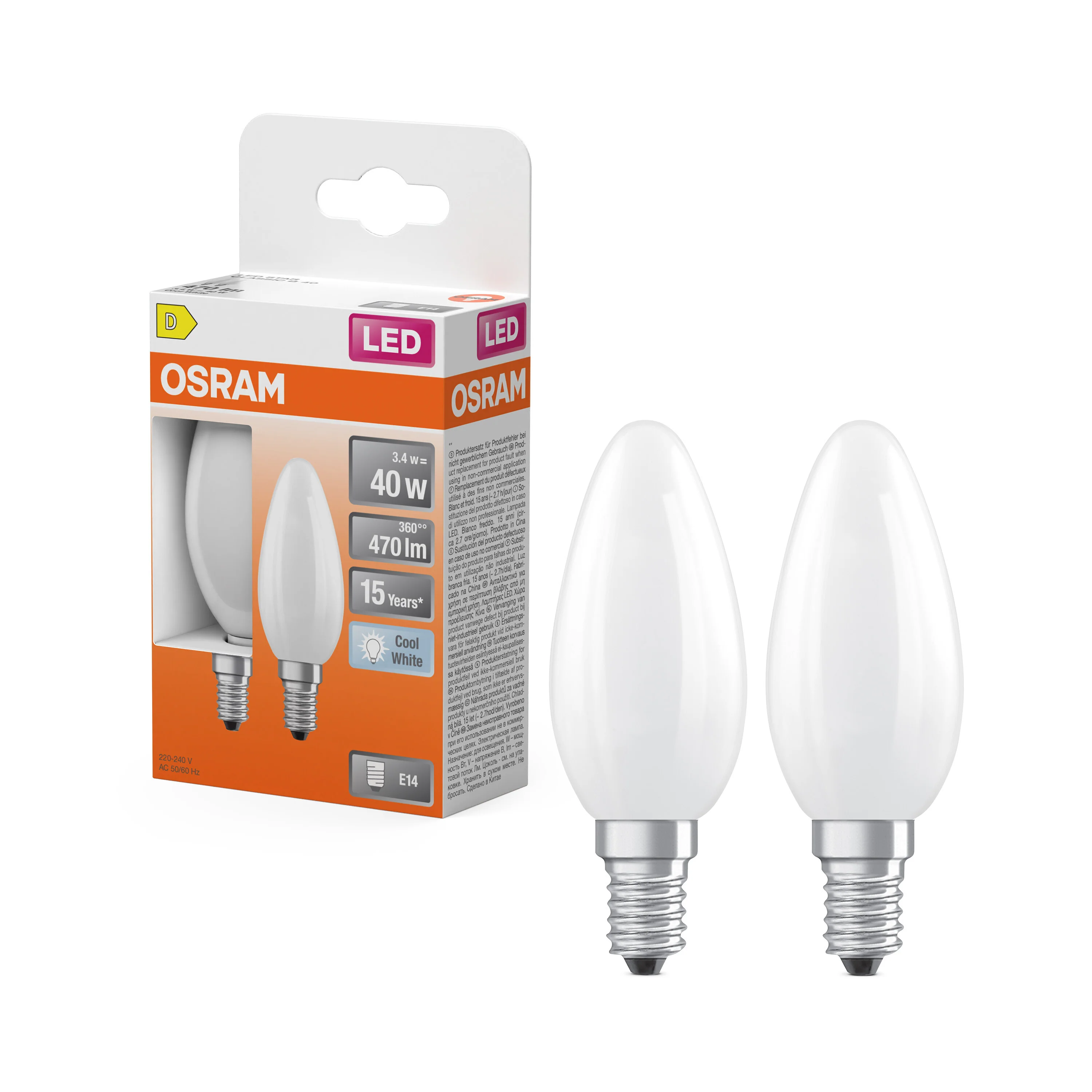 Żarówka LED OSRAM LED Star Classic B 40 Filament 3.4W 840 Frosted E14 - Image 4