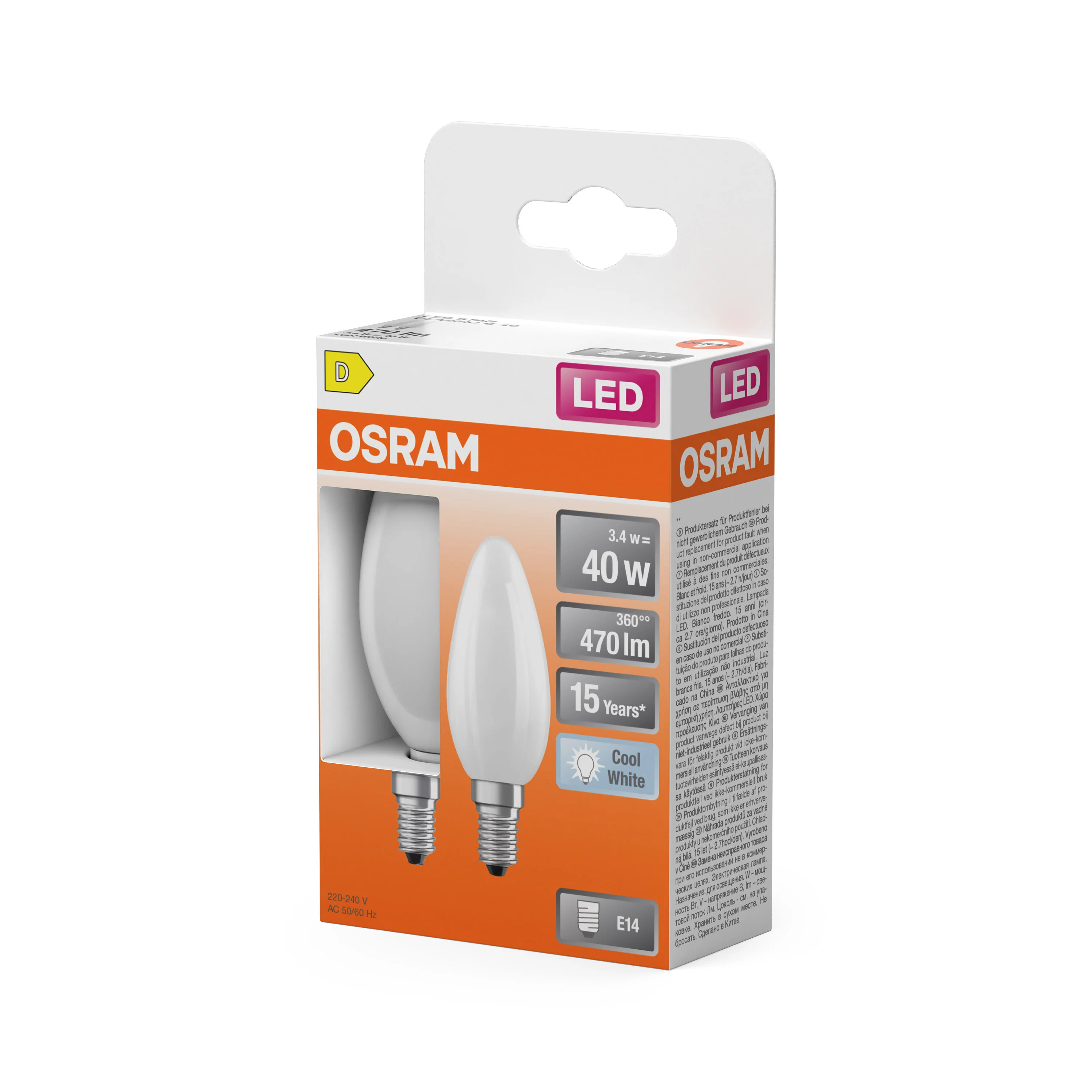 Żarówka LED OSRAM LED Star Classic B 40 Filament 3.4W 840 Frosted E14 - Image 5