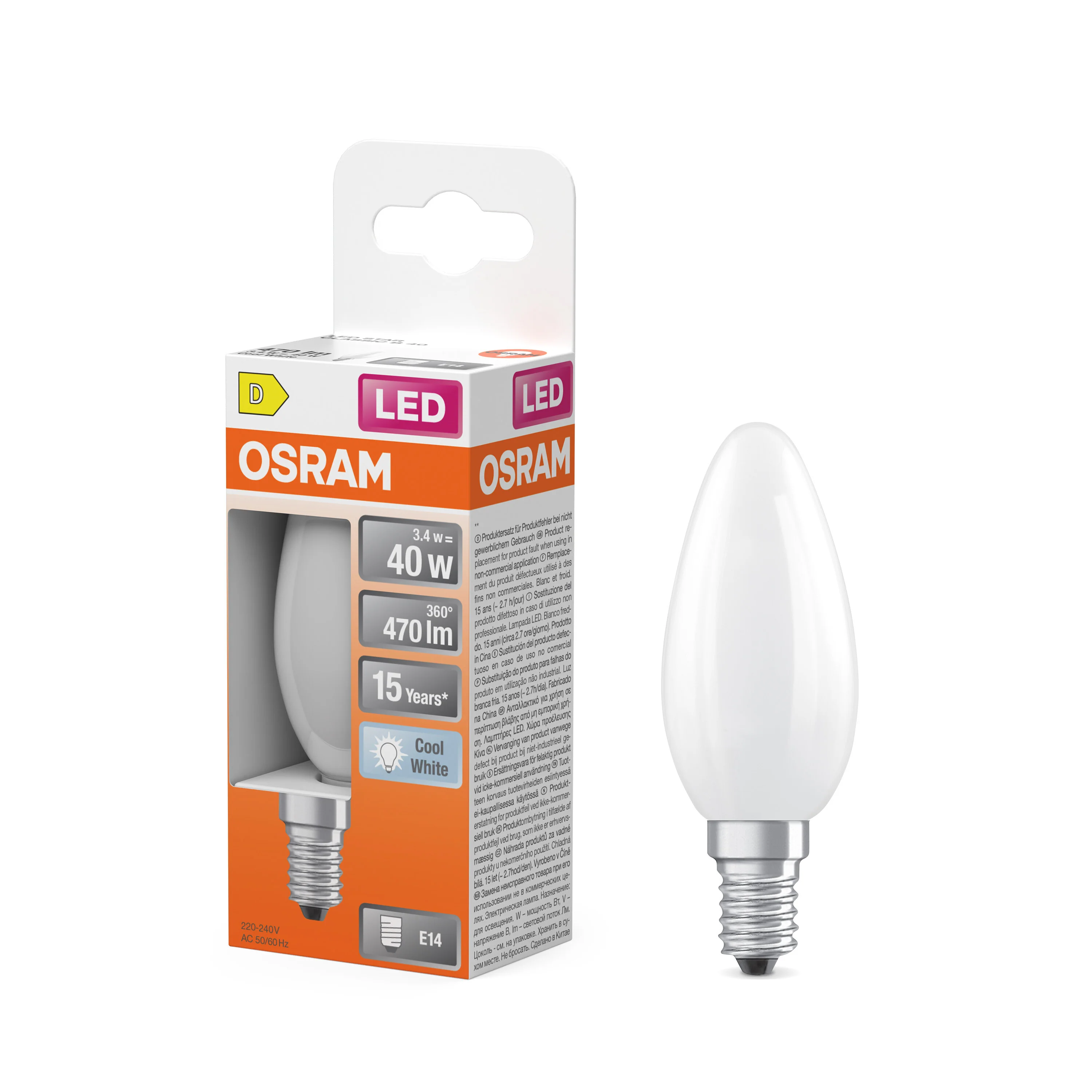 Żarówka LED OSRAM LED Star Classic B 40 Filament 3.4W 840 Frosted E14 neutralna - Image 4