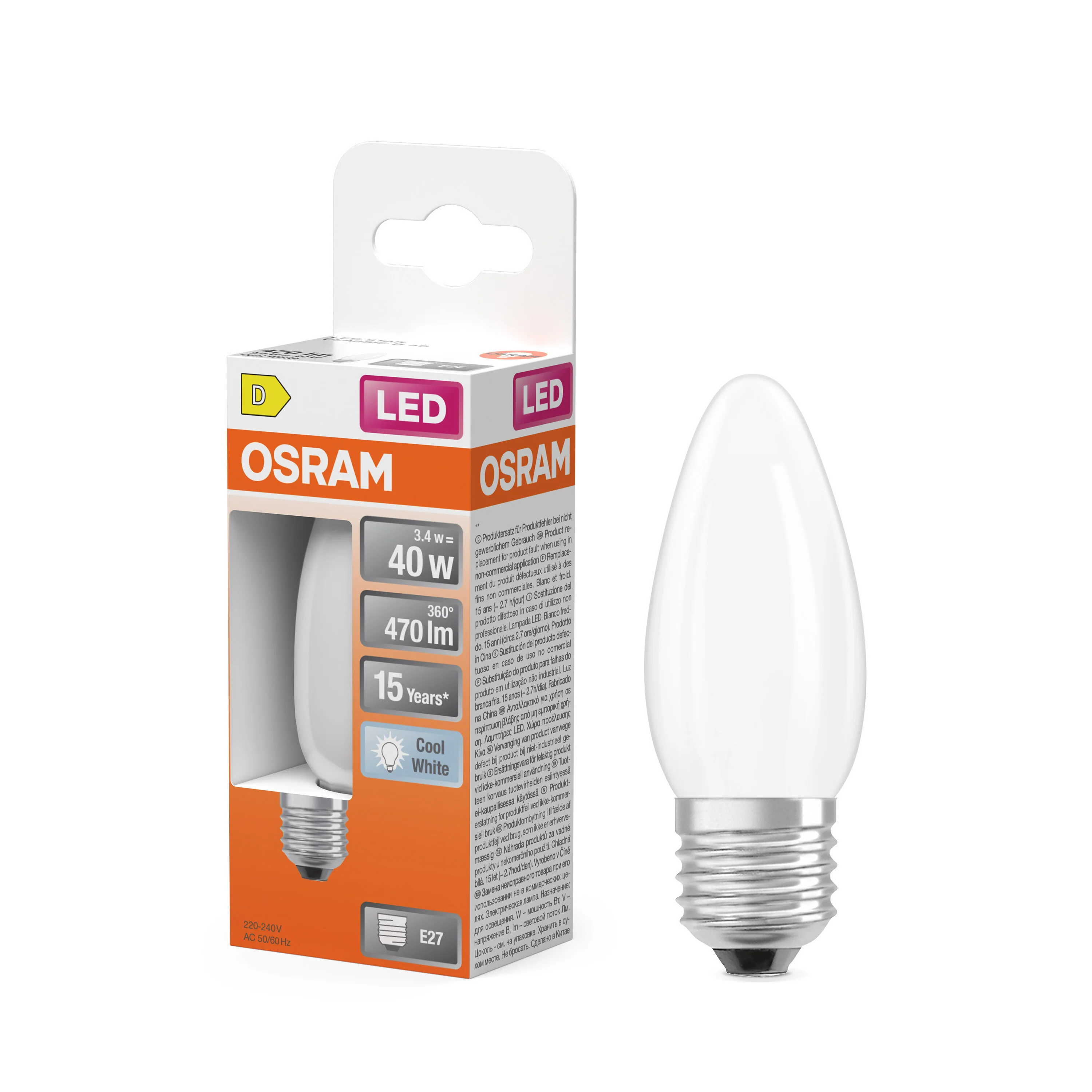 Żarówka LED OSRAM LED Star Classic B 40 Filament 3.4W 840 Frosted E27 - Image 4