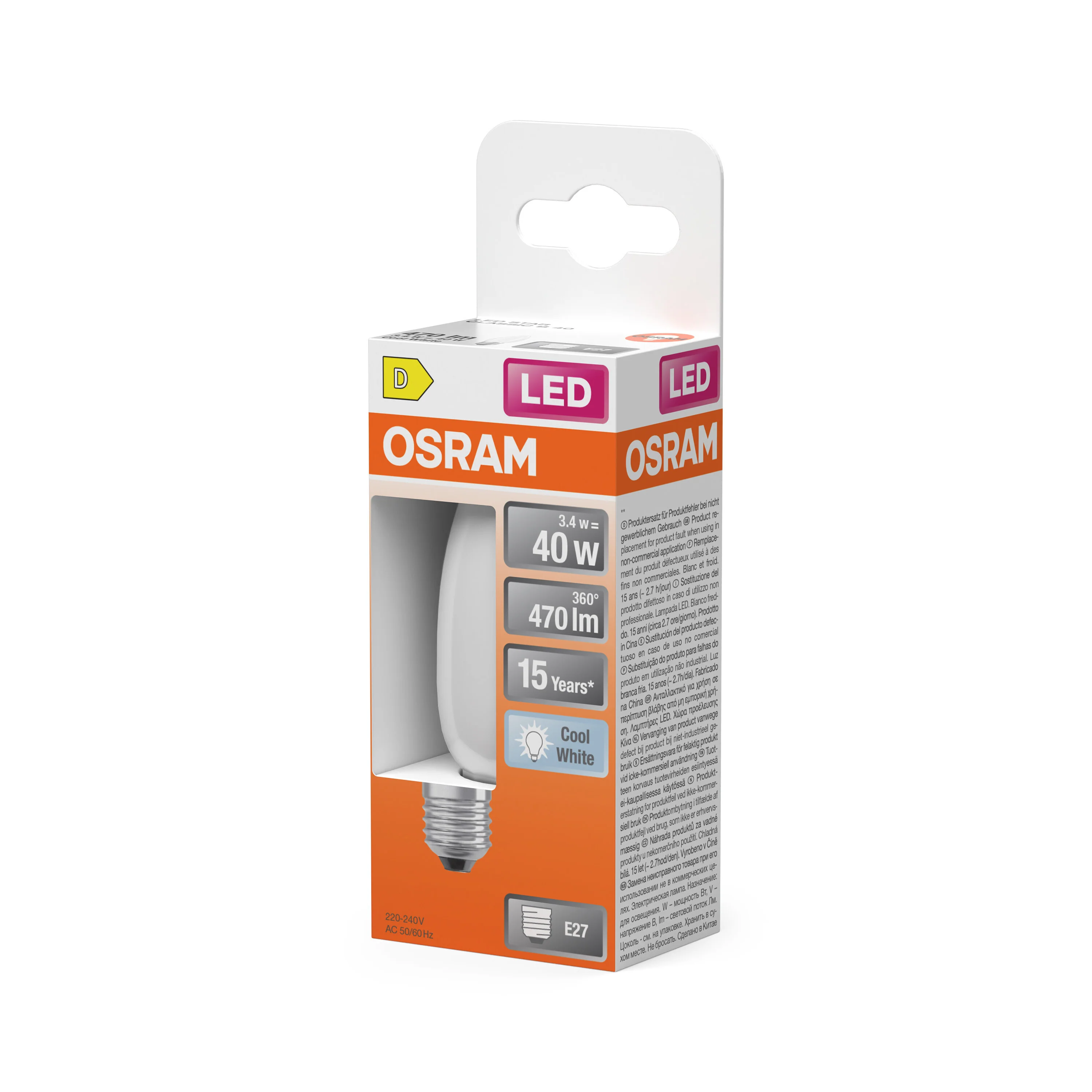 Żarówka LED OSRAM LED Star Classic B 40 Filament 3.4W 840 Frosted E27 - Image 5
