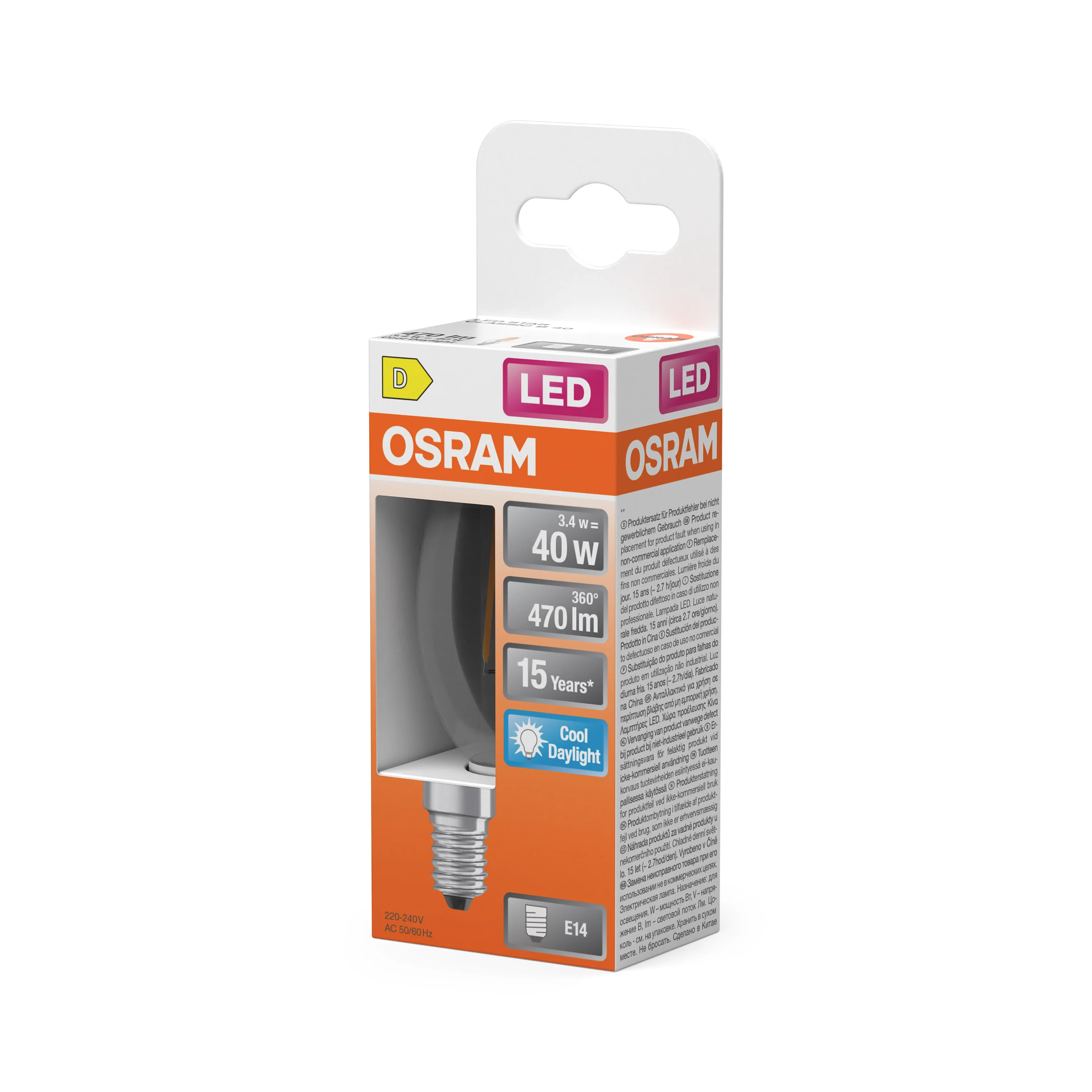 Żarówka LED OSRAM LED Star Classic B 40 Filament 3.4W 865 Clear E14 - Image 5