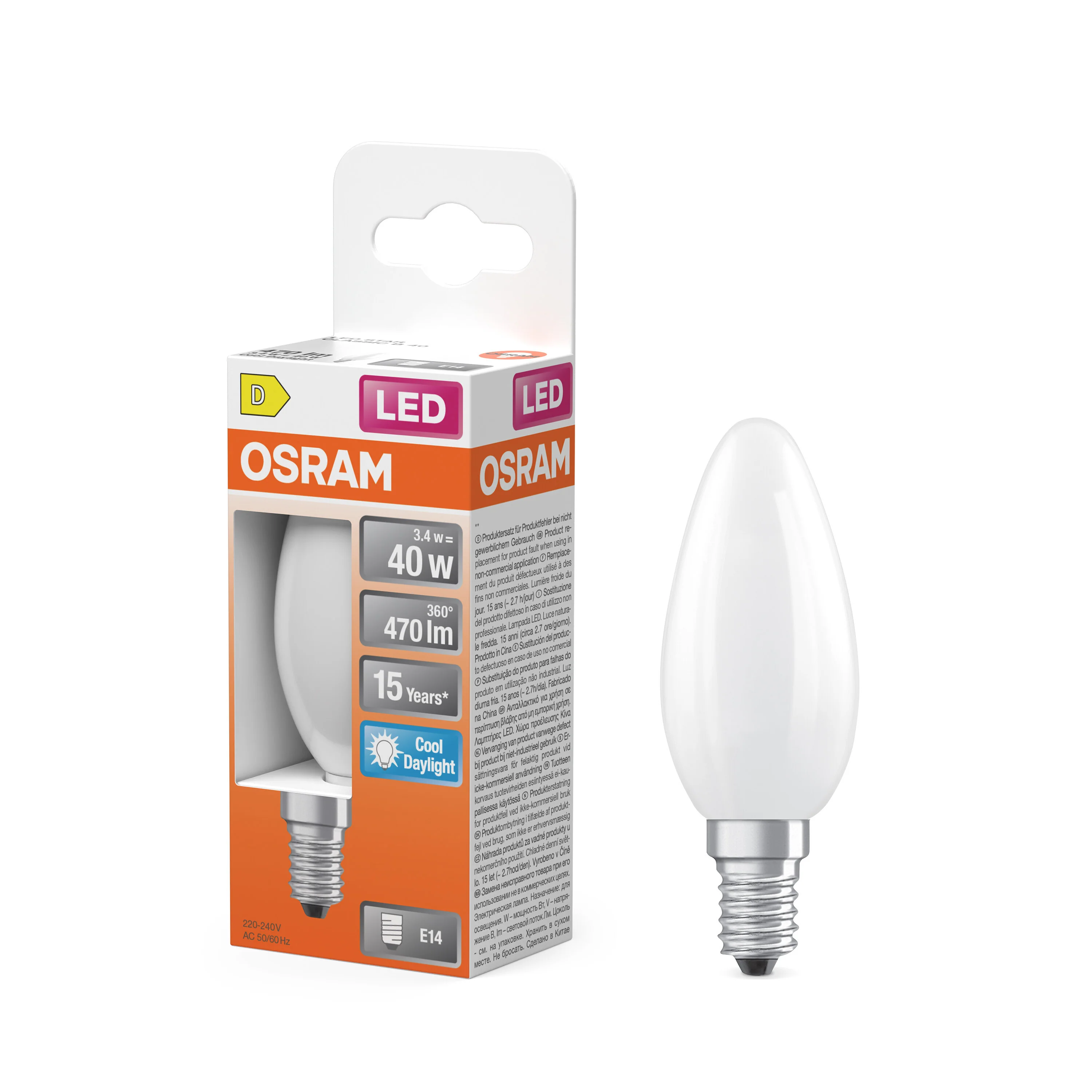 Żarówka LED OSRAM LED Star Classic B 40 Filament 3.4W 865 Frosted E14 - Image 4