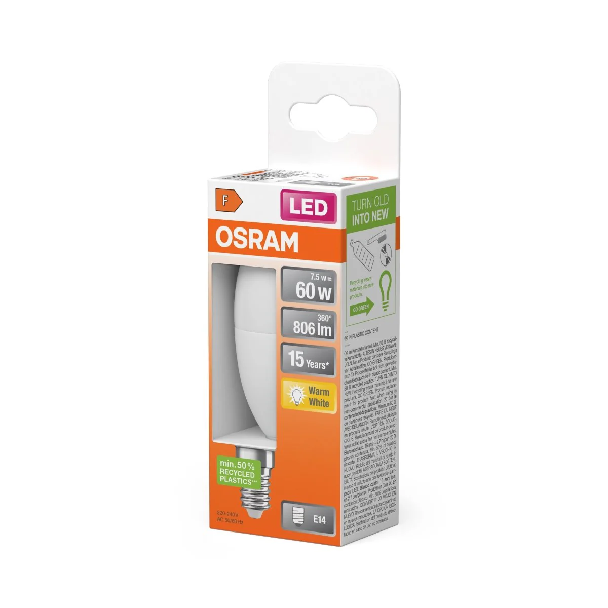 Żarówka LED OSRAM LED Star Classic B 60 7.5W 827 Frosted E14 - Image 2