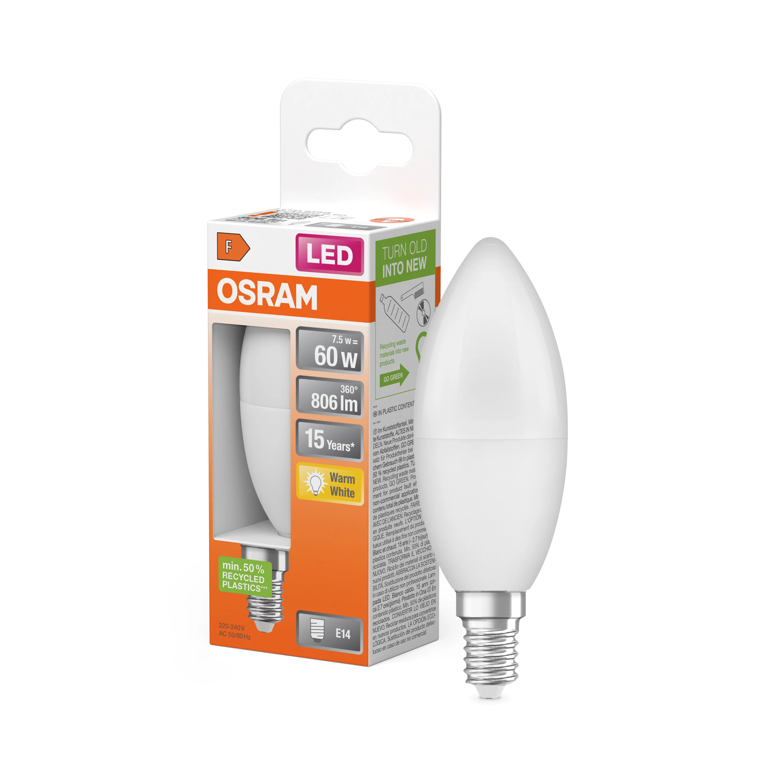 Żarówka LED OSRAM LED Star Classic B 60 7.5W 827 Frosted E14 - Image 4