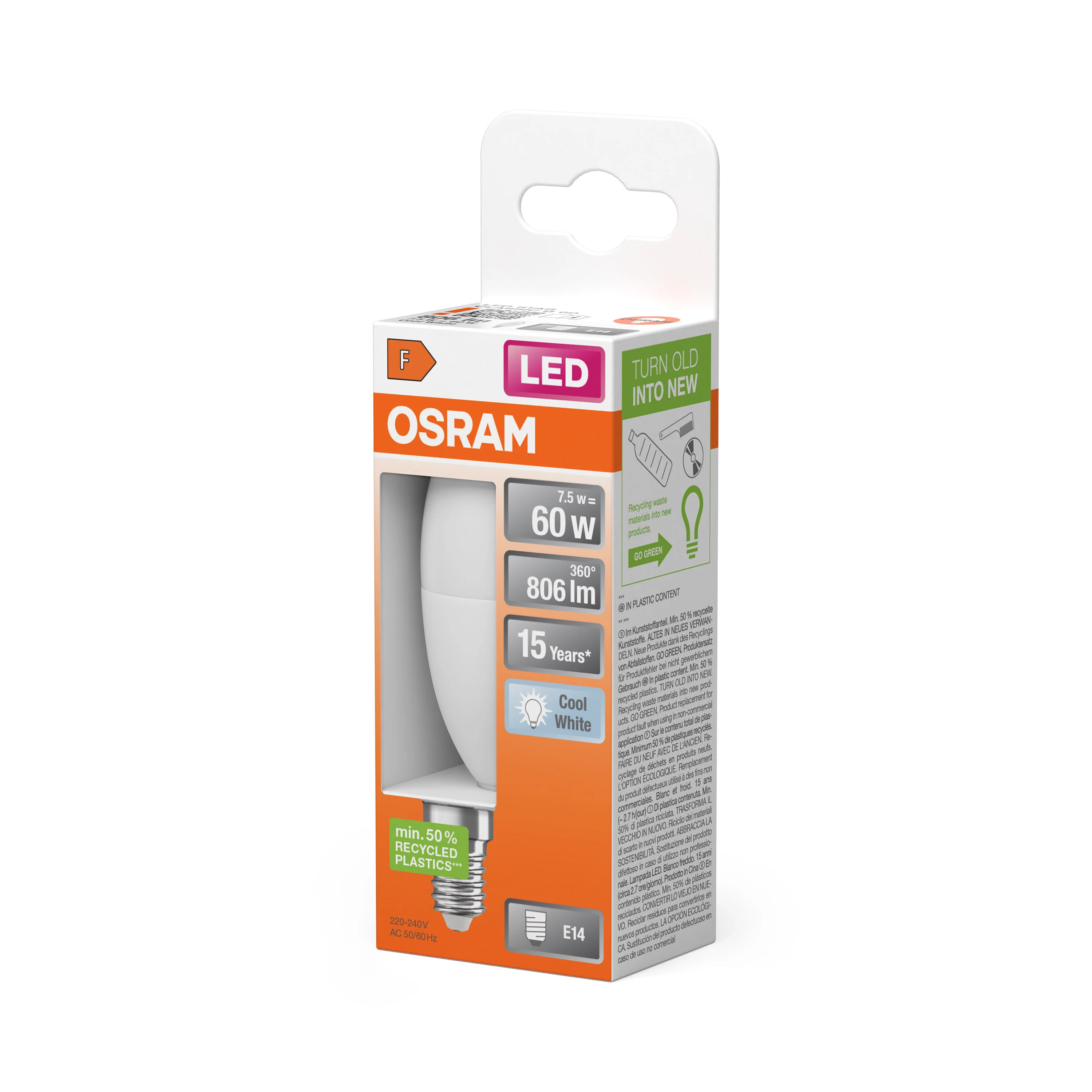 Żarówka LED OSRAM LED Star Classic B 60 7.5W 840 Frosted E14 - Image 5