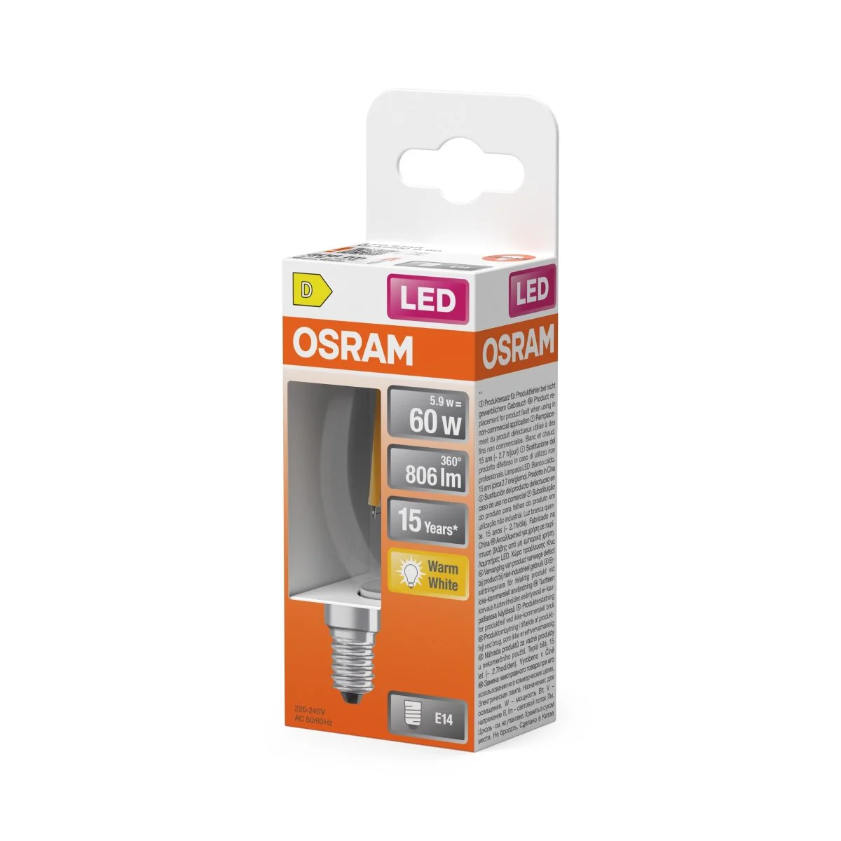 Żarówka LED OSRAM LED Star Classic B 60 Filament 5.9W 827 Clear E14 - Image 2